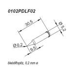 ErsaDUR Soldering Tip for i-Tool, Pencil-Point Straight 0.2 mm - Ersa 0102PDLF02