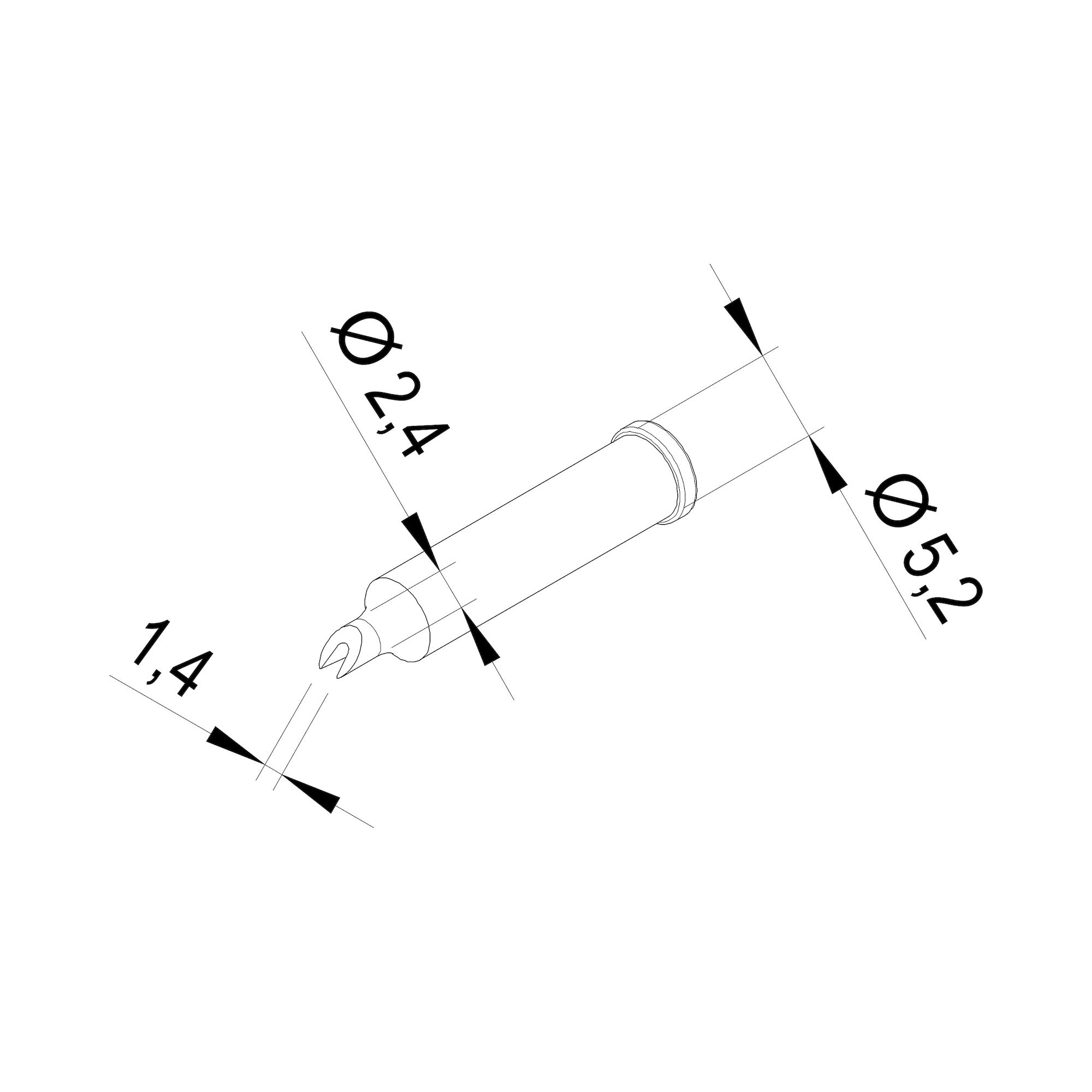 Ersa 0102YDLF1224. Ersadur Lötspitze für i-Tool, gerade, THT-Spitze 1,2/2,4