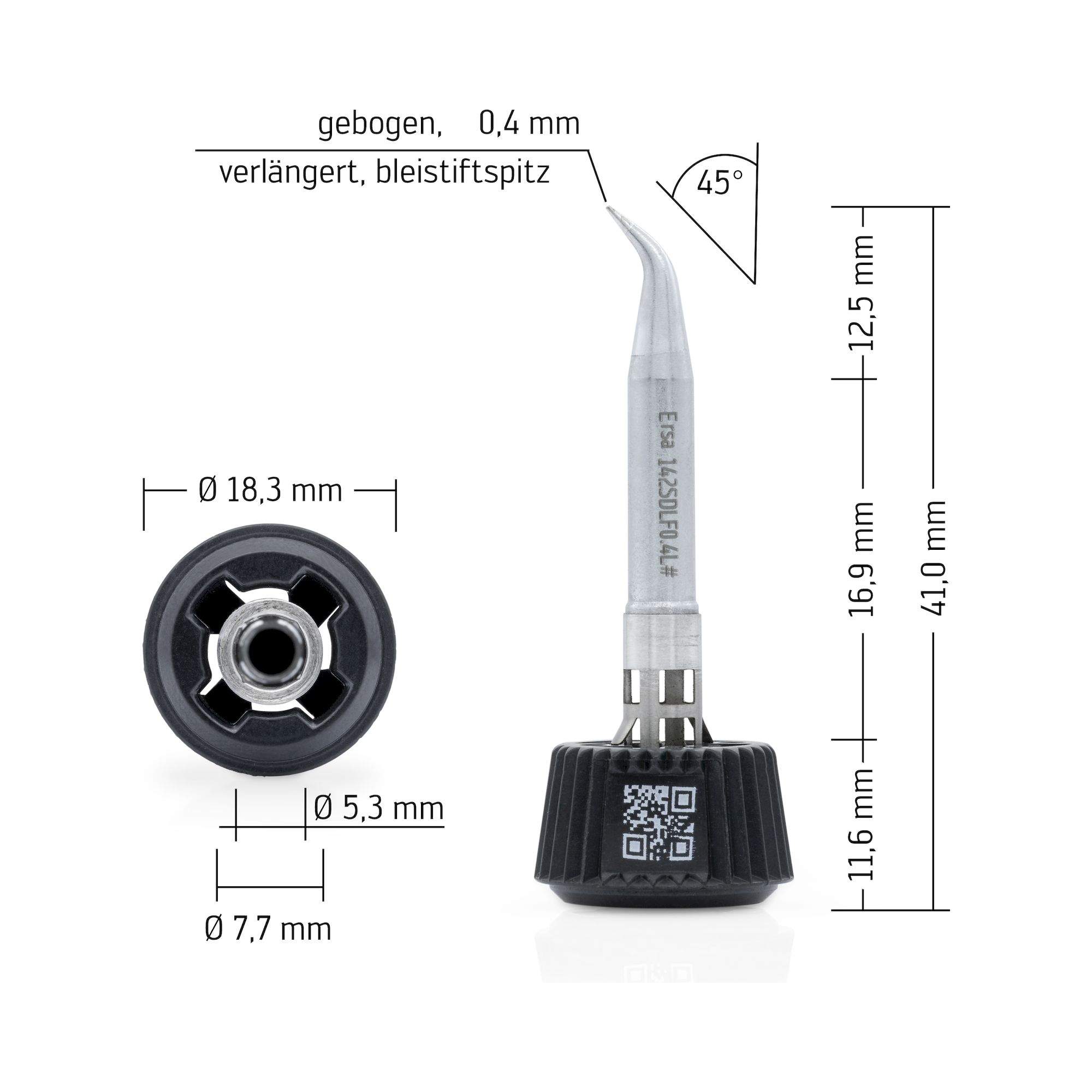 Ersa 0142SDLF04L. Ersadur Lötspitze für i-Tool MK2 & i-Tool Trace, gebogen, verlängert, bleistiftspitz 0,4 mm