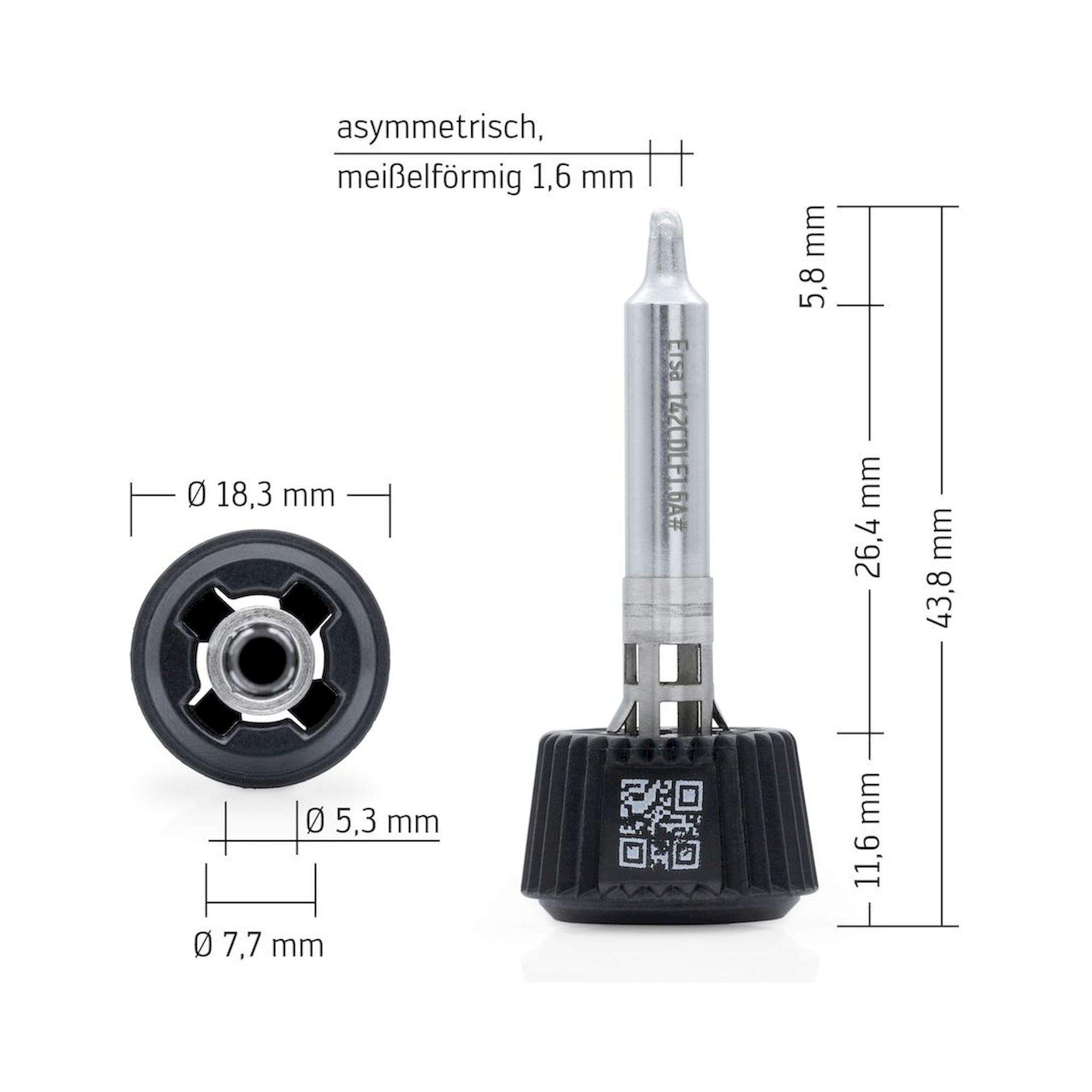 Ersa 0142CDLF16A. Ersadur Lötspitze für i-Tool MK2 & i-Tool Trace, asymmetrisch, meißelförmig 1,6 mm