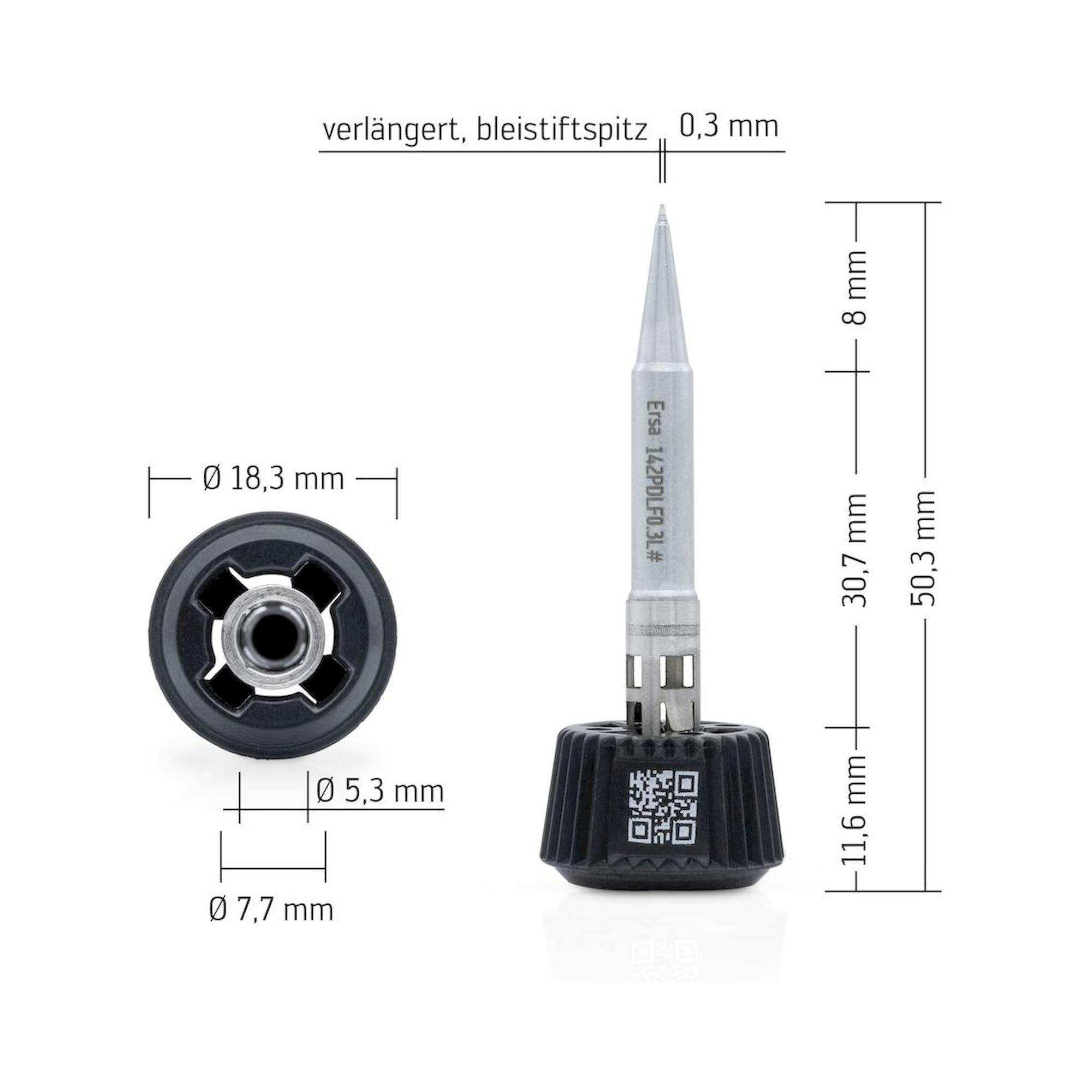 Ersa 0142PDLF03L. Ersadur Lötspitze für i-Tool MK2 & i-Tool Trace, verlängert, bleistiftspitz 0,3 mm