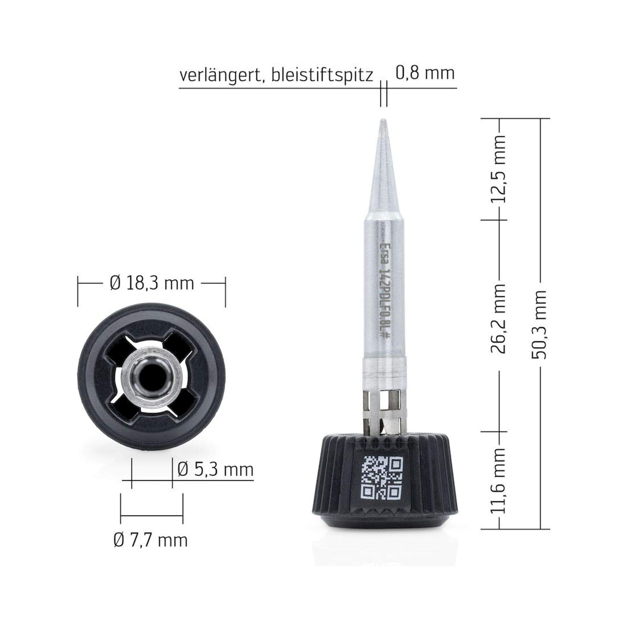 Ersa 0142PDLF08L. Ersadur Lötspitze für i-Tool MK2 & i-Tool Trace, verlängert, bleistiftspitz 0,8 mm