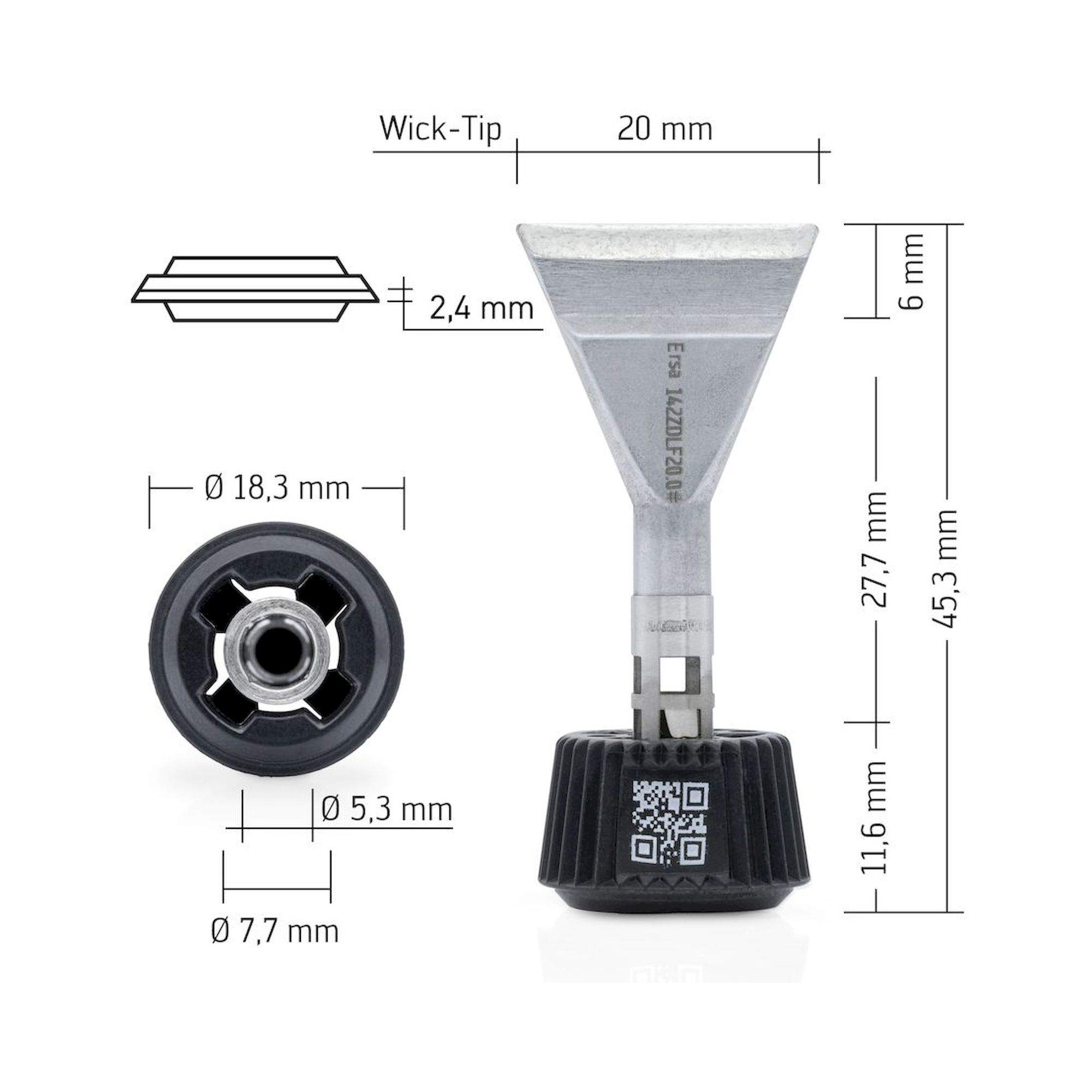 Ersa 0142ZDLF200. Ersadur Lötspitze für i-Tool MK2 & i-Tool Trace, Wick-Tip 20 mm