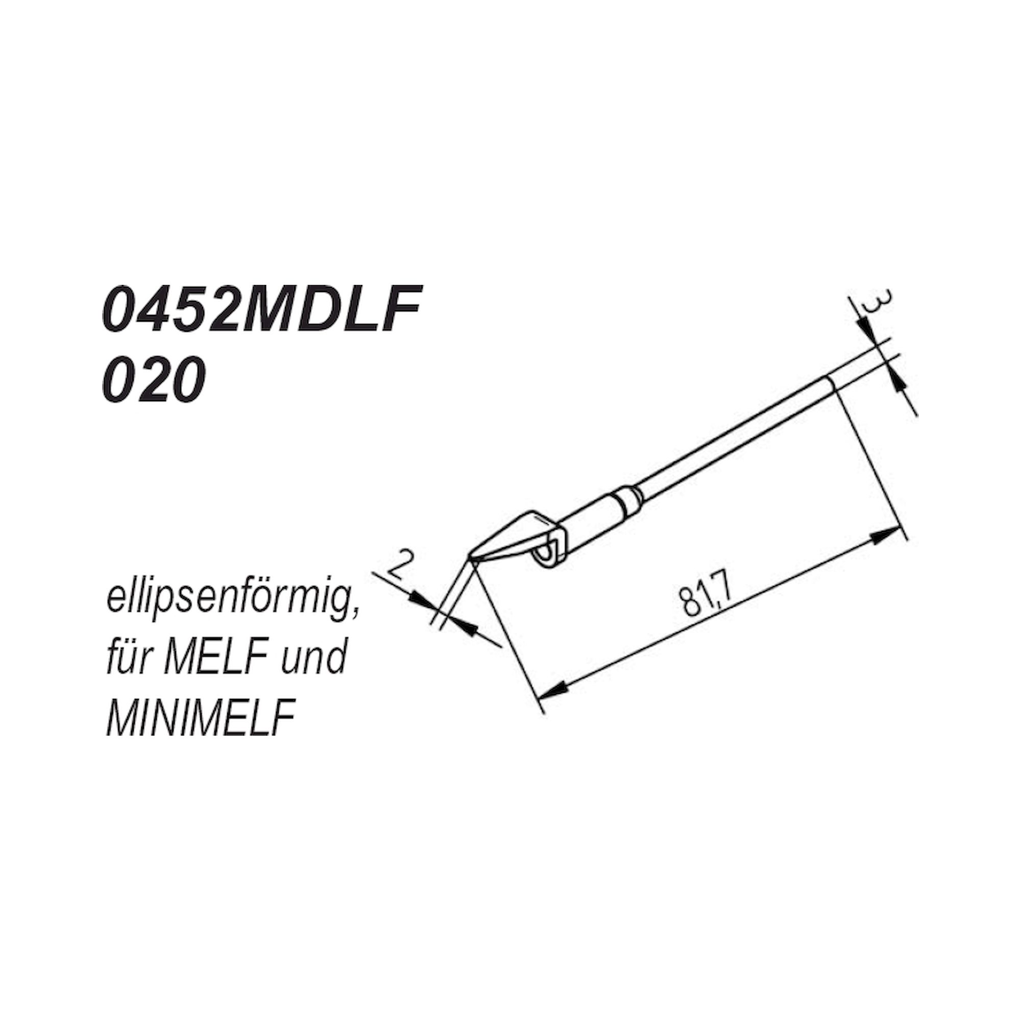 Ersa 0452MDLF020. Ersadur Entlötspitzen-Satz ellipsenförmig 2,0 mm 