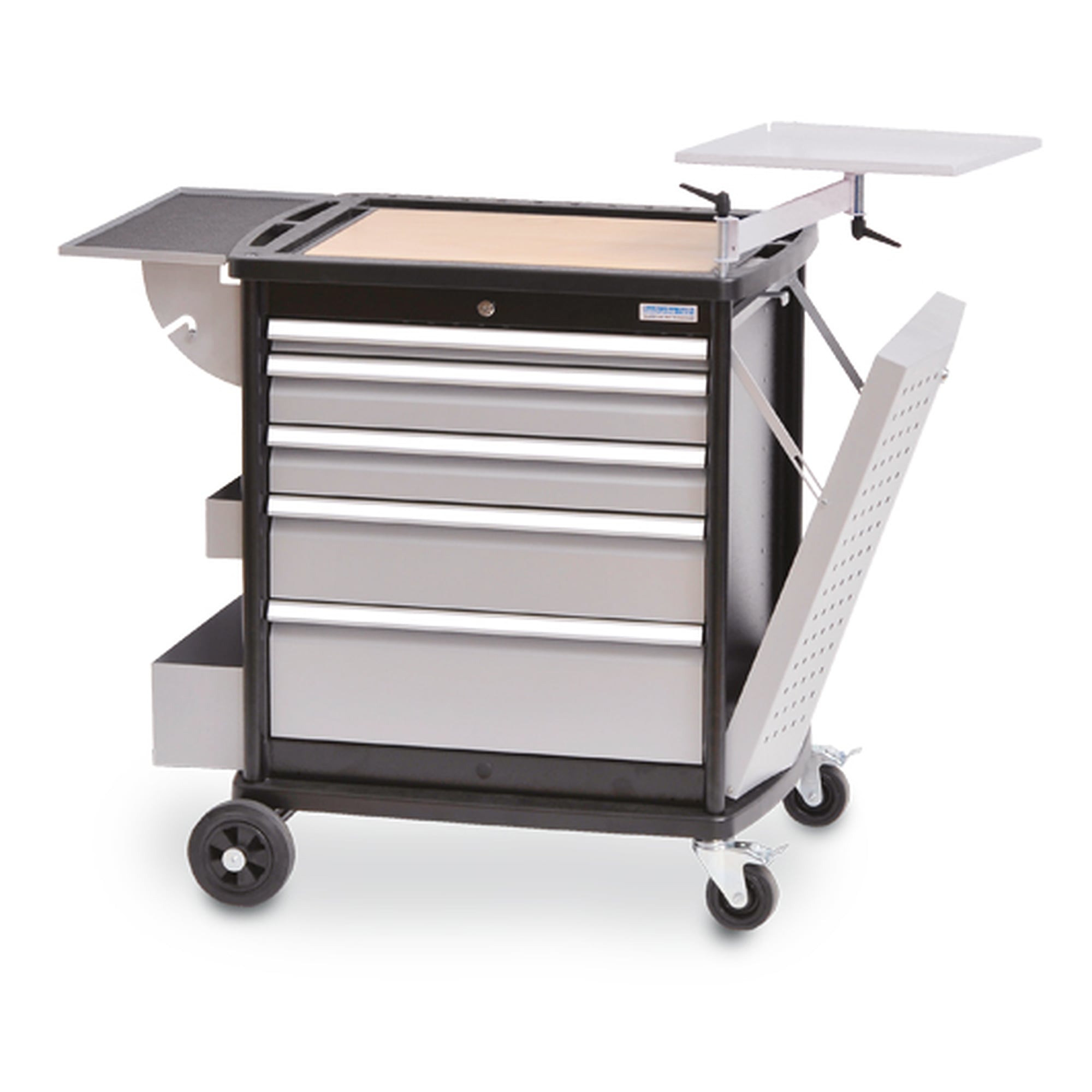 Servante d'atelier maxmobile 2 avec tablette PC portable, 5 tiroirs, trame R 24-16 - Bedrunka+Hirth 08.89.90-1A