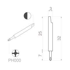 Bernstein 1-764. Keramik Klinge (Bit) Kreuzschlitz PH000 Trimmer