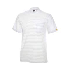 ESD T-Shirt Kurzarm, Rundhals, 96% Baumwolle, 4% Leitgarn, weiß