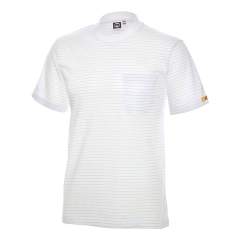 ESD T-Shirt Kurzarm, Rundhals, 96% Baumwolle, 4% Leitgarn, weiß