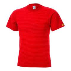 ESD T-Shirt Kurzarm, Rundhals, 96% Baumwolle, 4% Leitgarn, rot