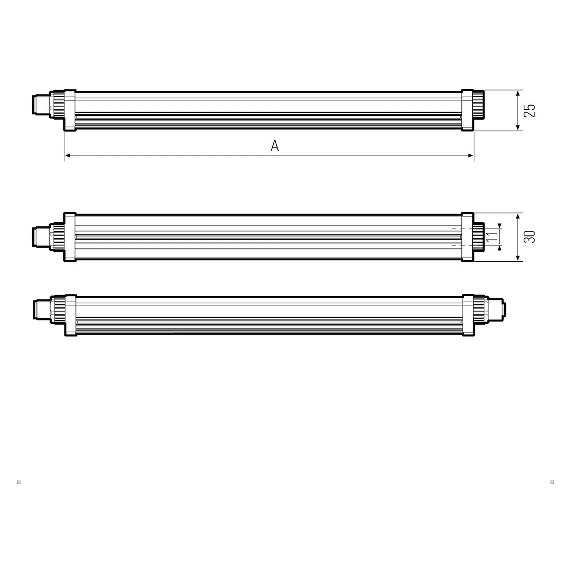 LEANLED II LED-Aufbauleuchte 350 mm klarer Abdeckung 8,6 W 120°, IP54, kaskadierbar - LED2WORK 111010-23