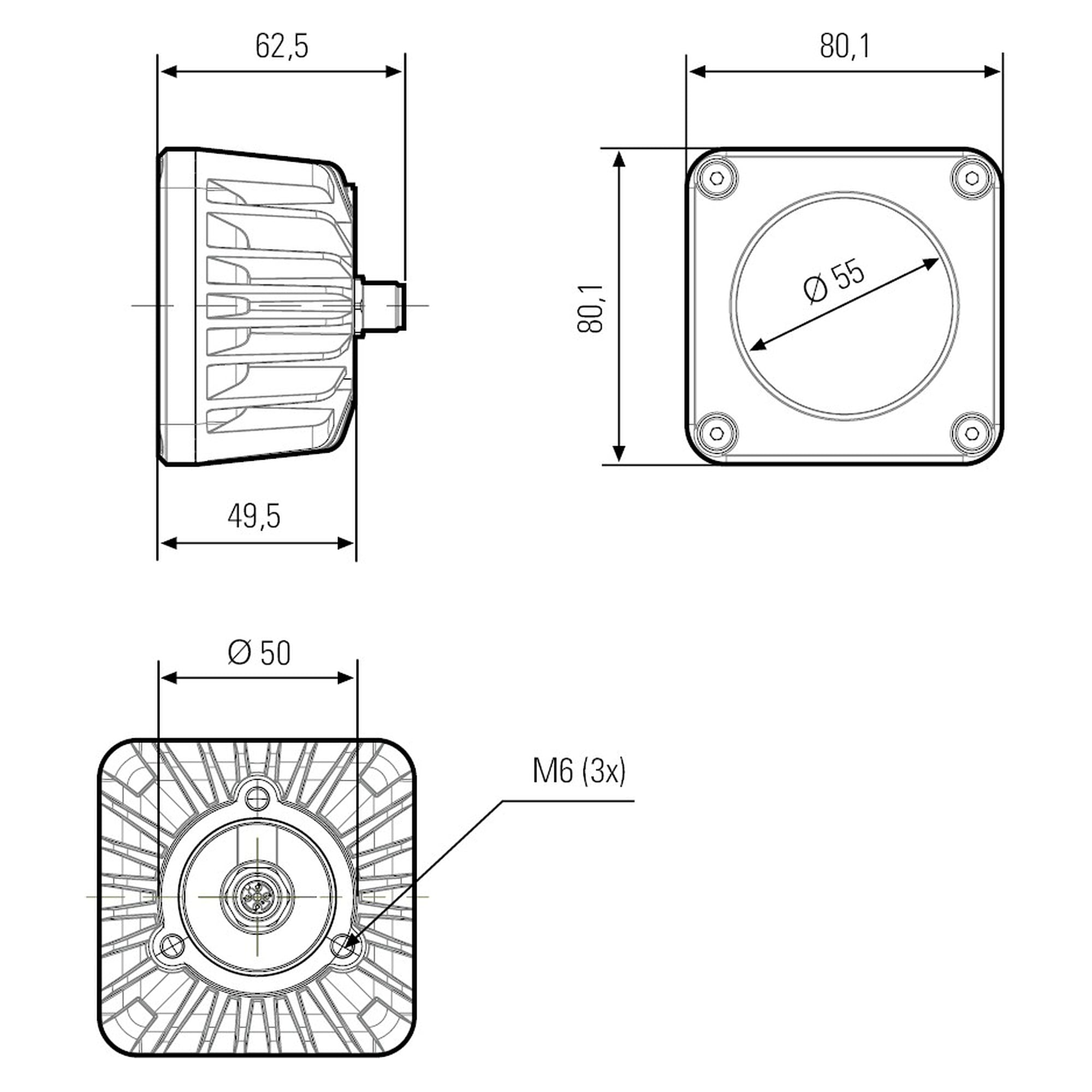 CENALED SPOT surface-mount machine light 8.5W 65° wide flood, IP67 - LED2WORK 121013-04