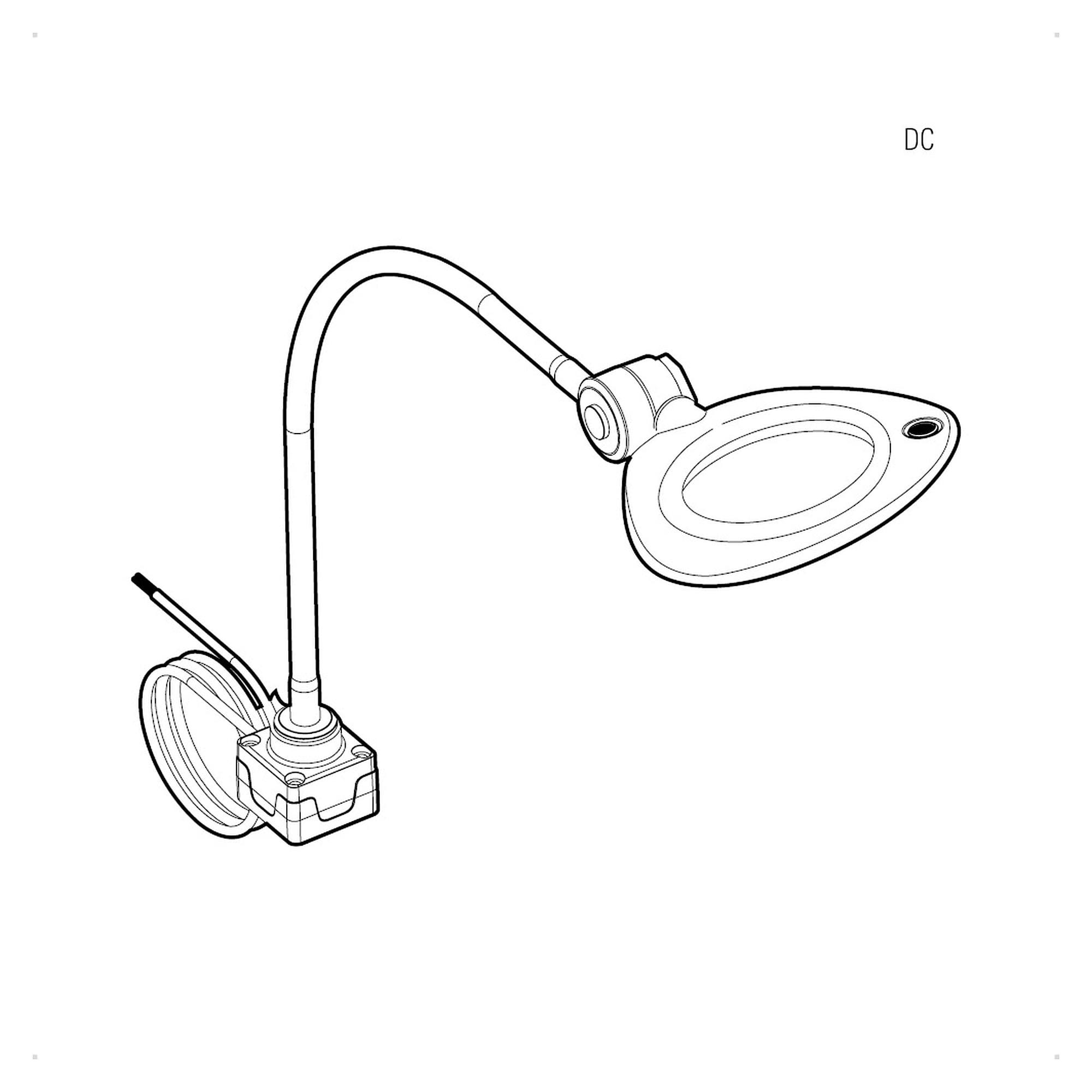 CENALED LENS magnifier lamp flexible-arm 500mm 8.4W Ø116mm glass lens, IP54 - LED2WORK 121110-01