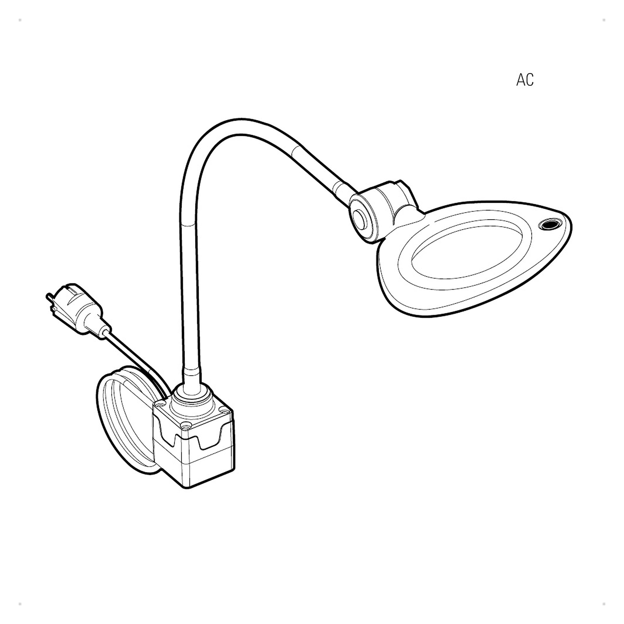 Lampe-loupe CENALED LENS bras flexible 500mm 9W Ø116mm AC, IP54 - LED2WORK 121110-11
