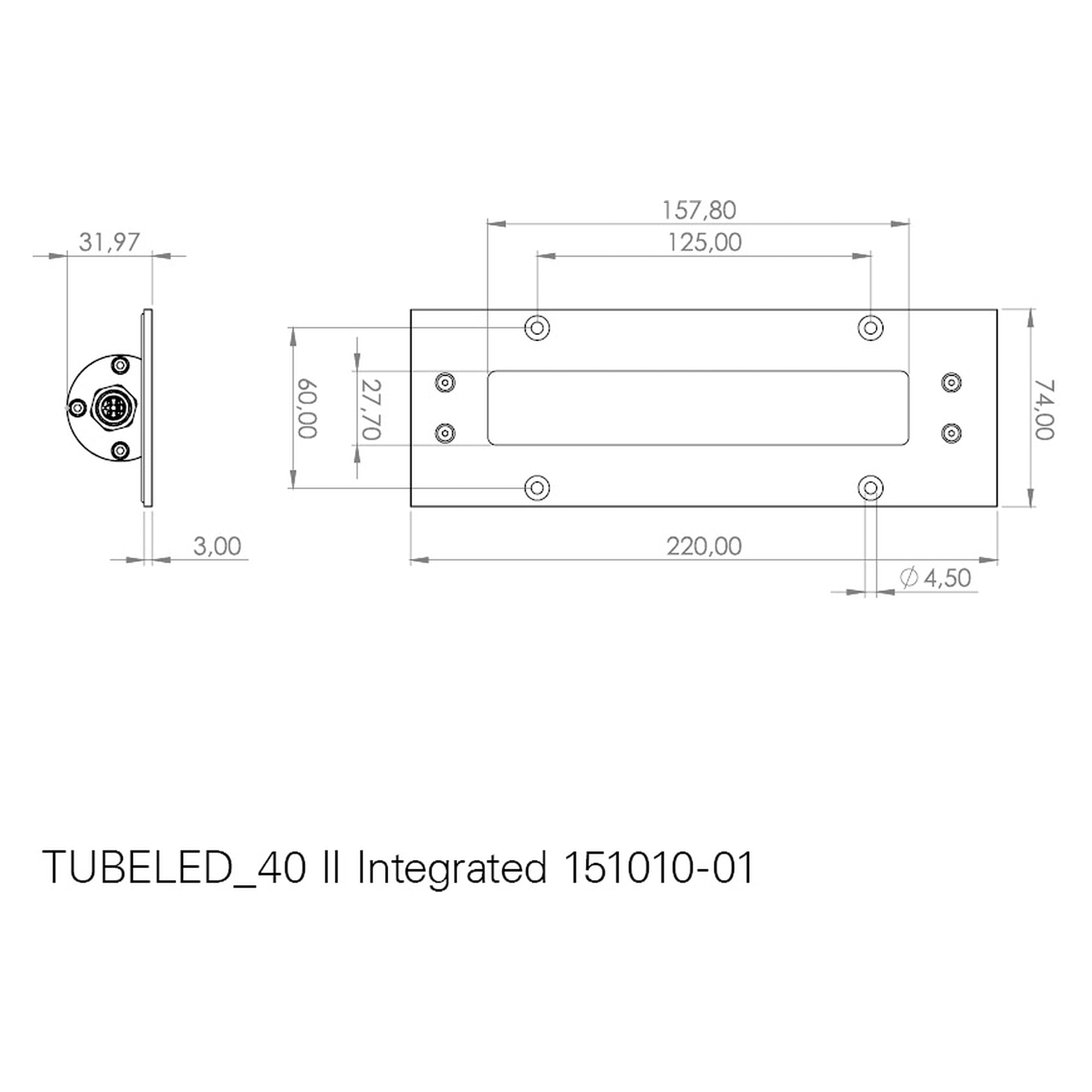 TUBELED_40 II Integrated RGB-W LED-Einbauleuchte 220 mm, Signalfunktion - LED2WORK 151090-01