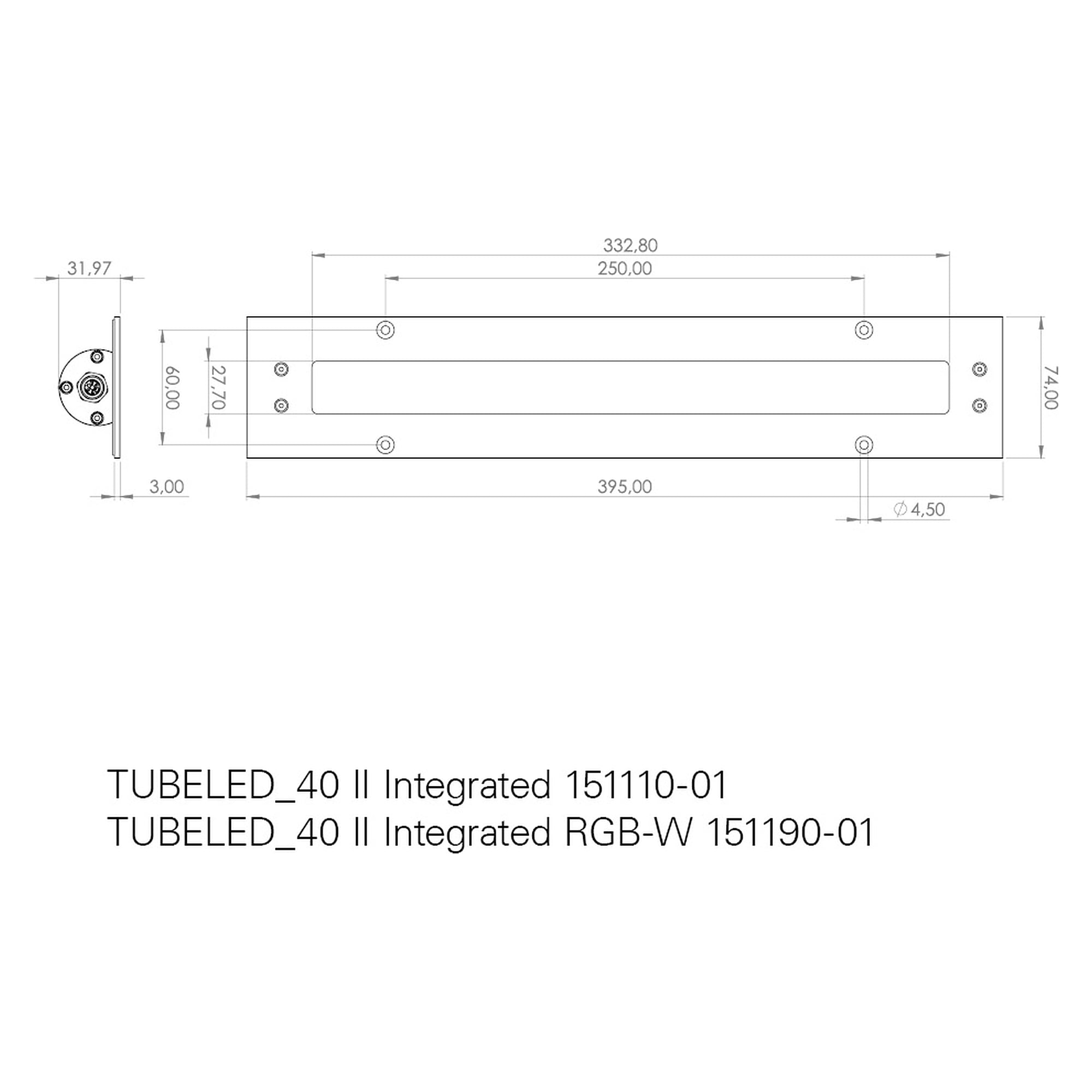 TUBELED_40 II Integrated RGB-W luminaire encastré 395 mm, fonction signal - LED2WORK 151190-01