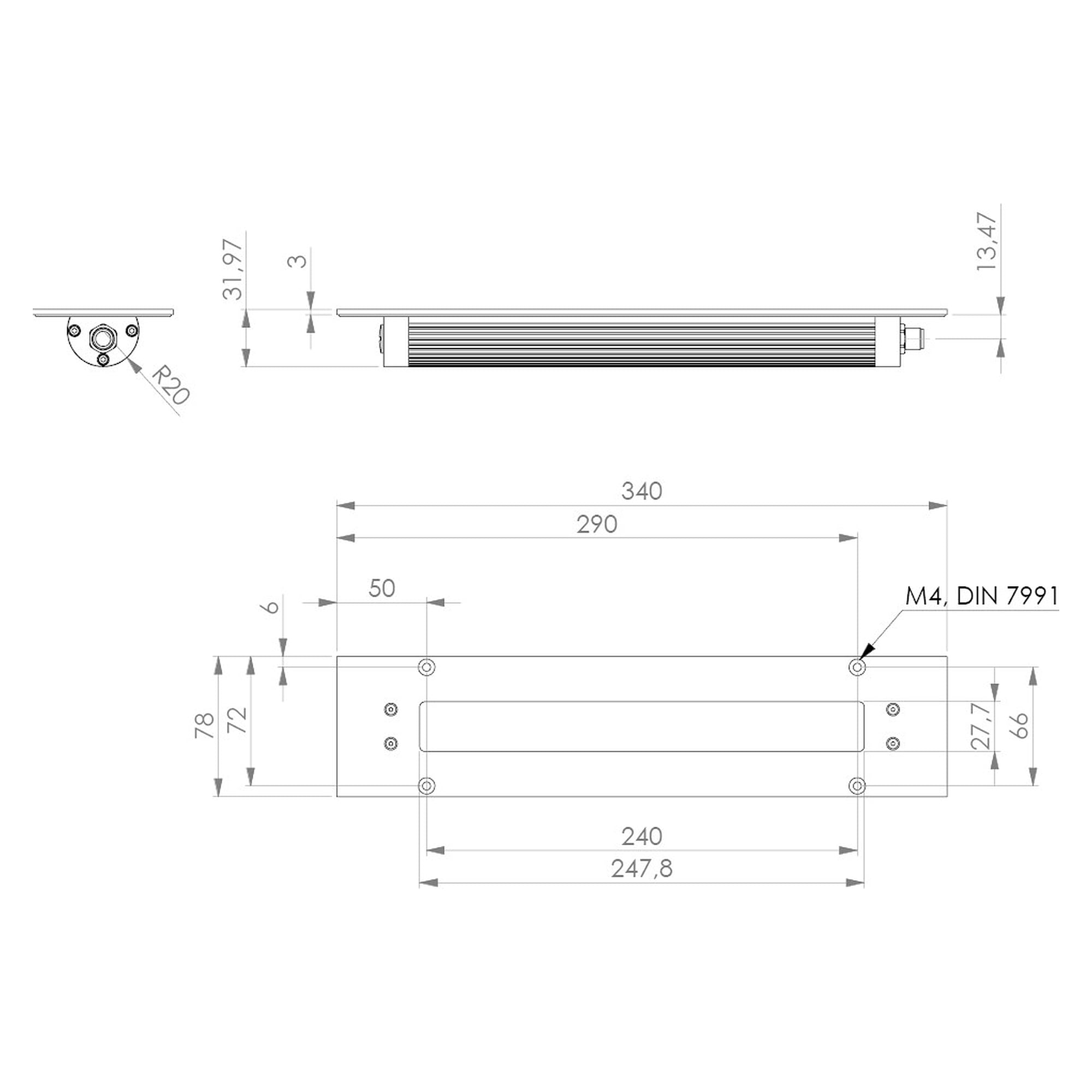 TUBELED_40 II Integrated RGB-W éclairage de machine encastré 340 mm, 9,5W blanc, IP69K - LED2WORK 152090-01
