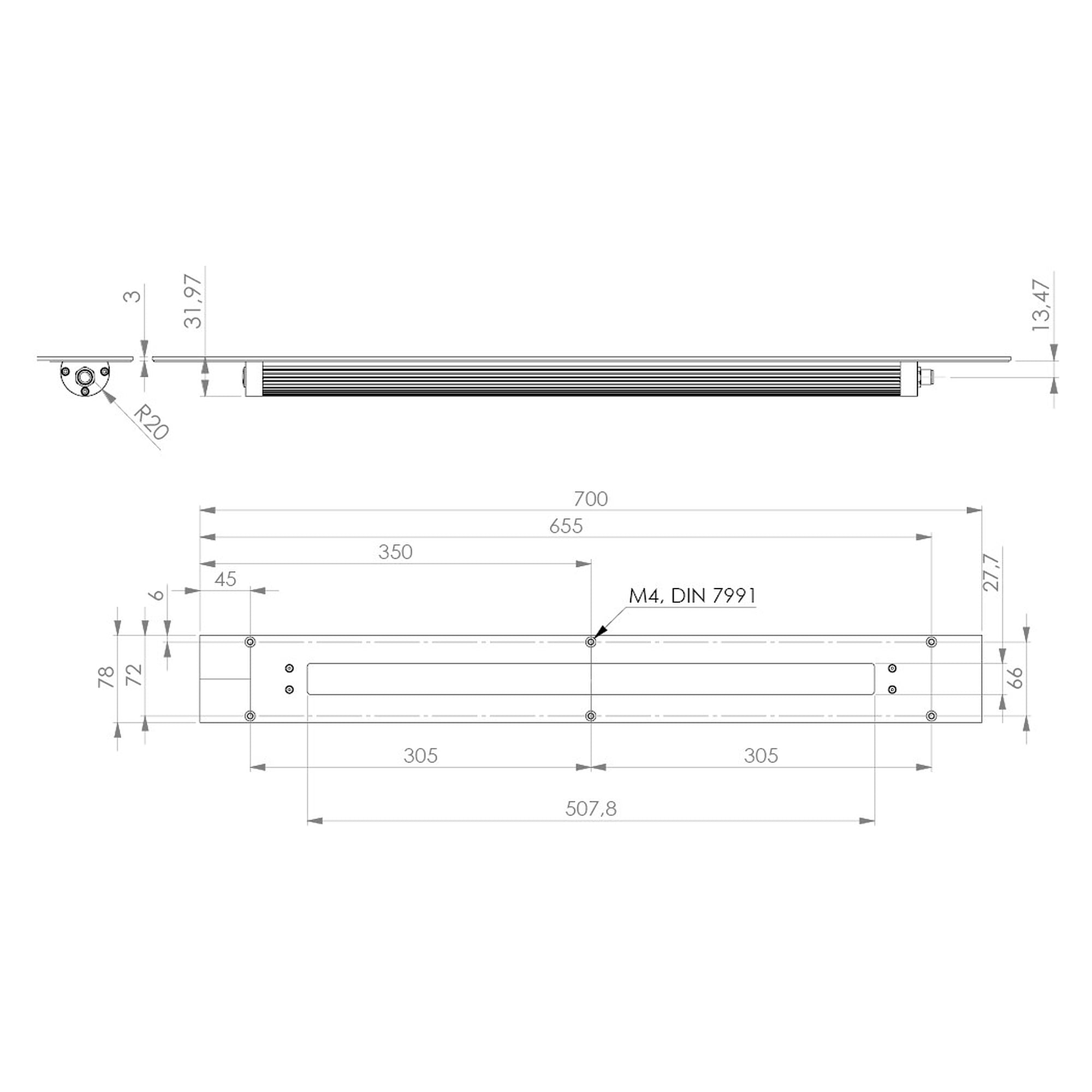 TUBELED_40 II Integrated RGB-W éclairage de machine 700 mm, 19W blanc, IP69K - LED2WORK 152290-01