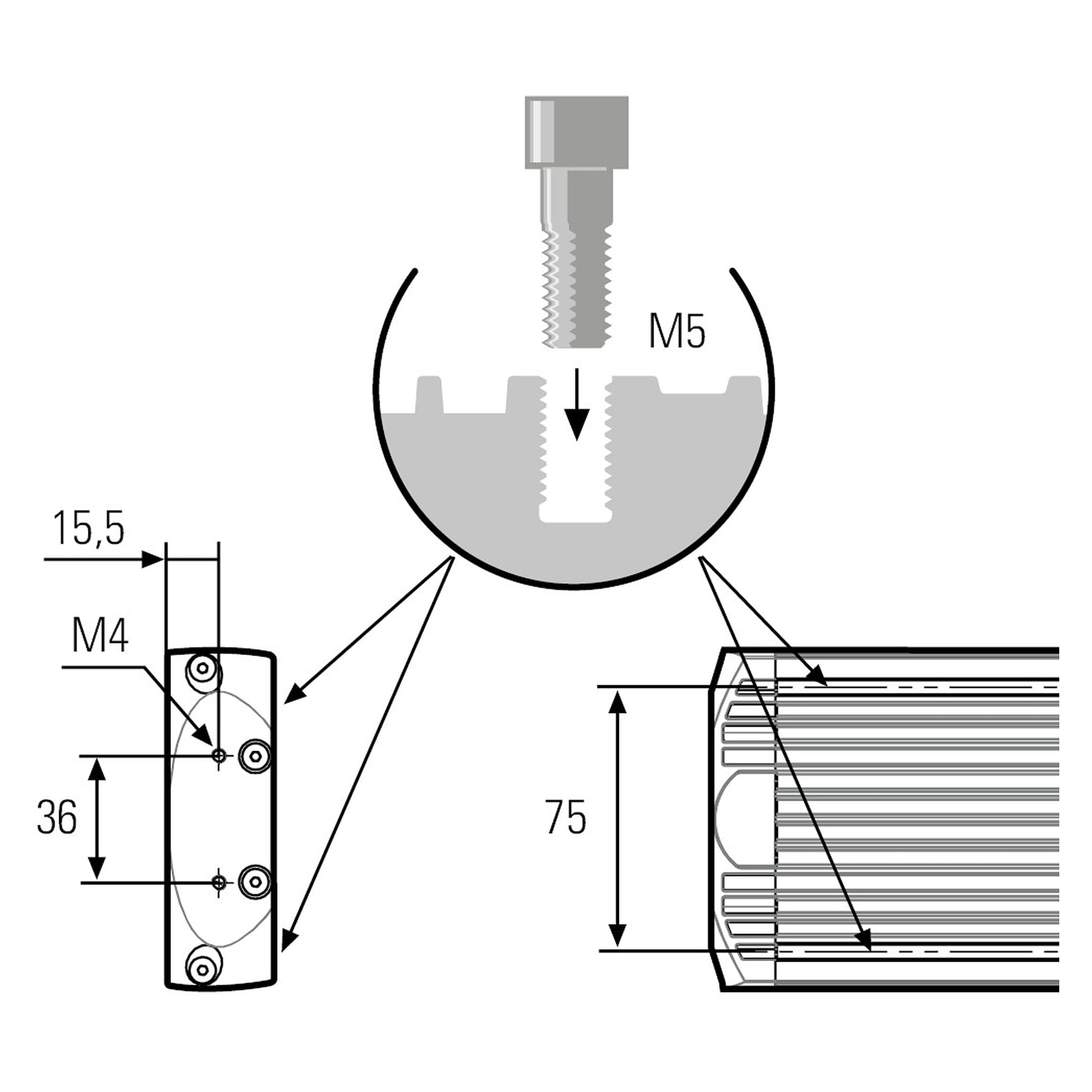 FIELDLED EVO surface 280x96 mm machine light 19W, 100°, M12 rear, IP67/IP69K - LED2WORK 153010-02