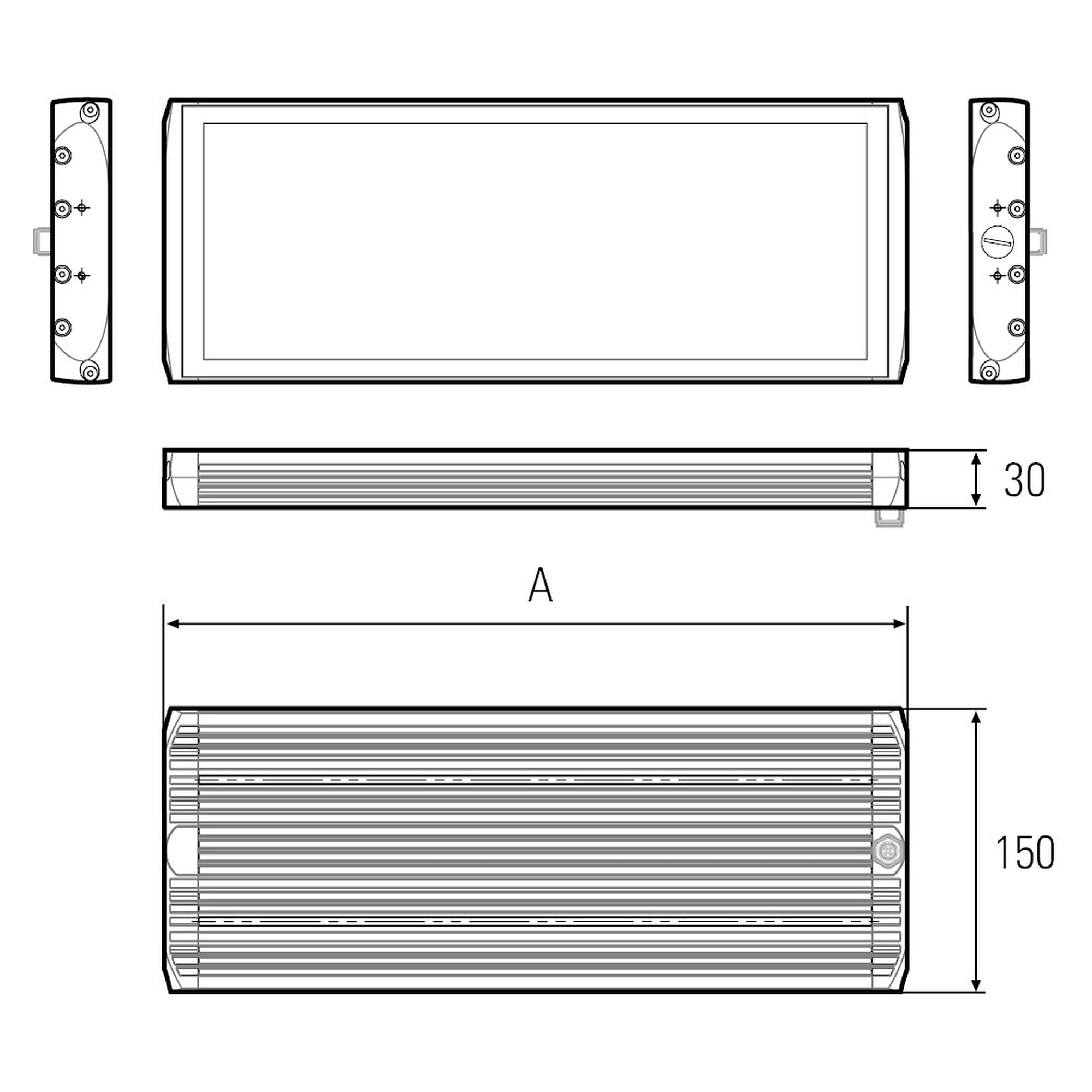 FIELDLED EVO Aufbau-Maschinenleuchte 370x150 mm 43W IP69K rückseitig - LED2WORK 153410-02