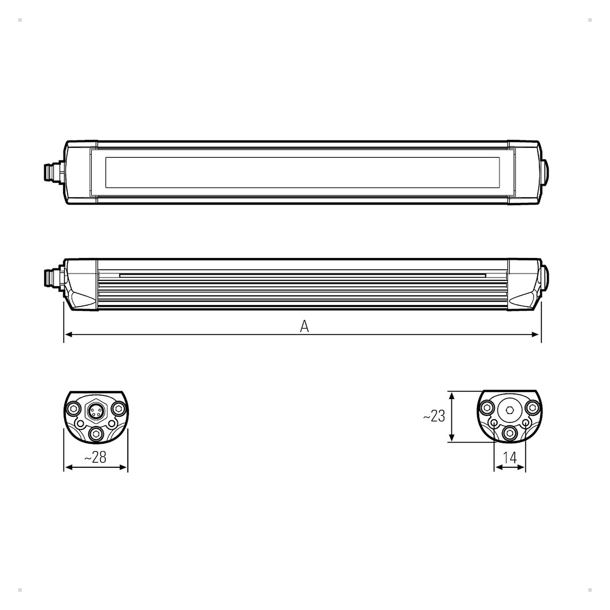 TUBELED_25 LED machine light 205mm, 4.3W, 100°, IP67 - LED2WORK 154010-01