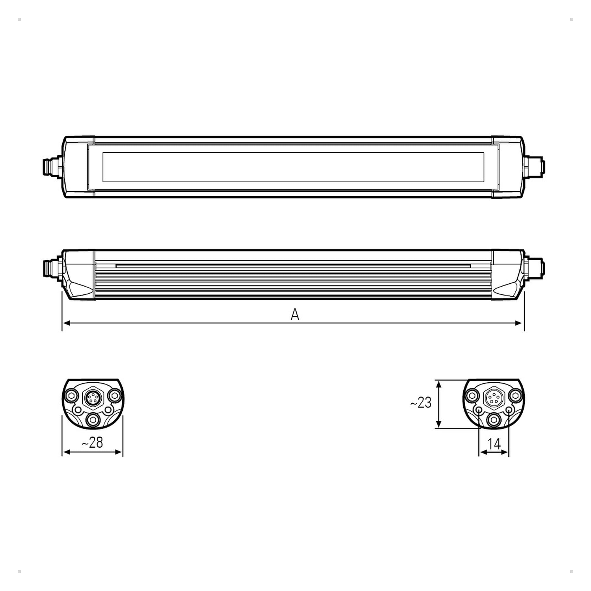 TUBELED_25 cascadable 205mm, 4,3W, 100°, IP67 - LED2WORK 154010-02