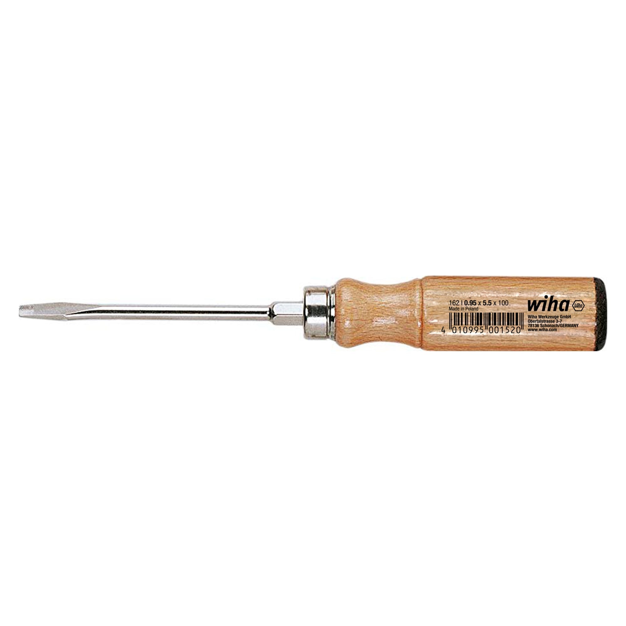 Holz-Schraubendreher Schlitz 5,5 mm x 100 mm mit Buchenholzgriff - Wiha 00152