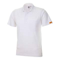 ESD Polo-Shirt Kurzarm, 96% Baumwolle, 4% Leitgarn, weiß