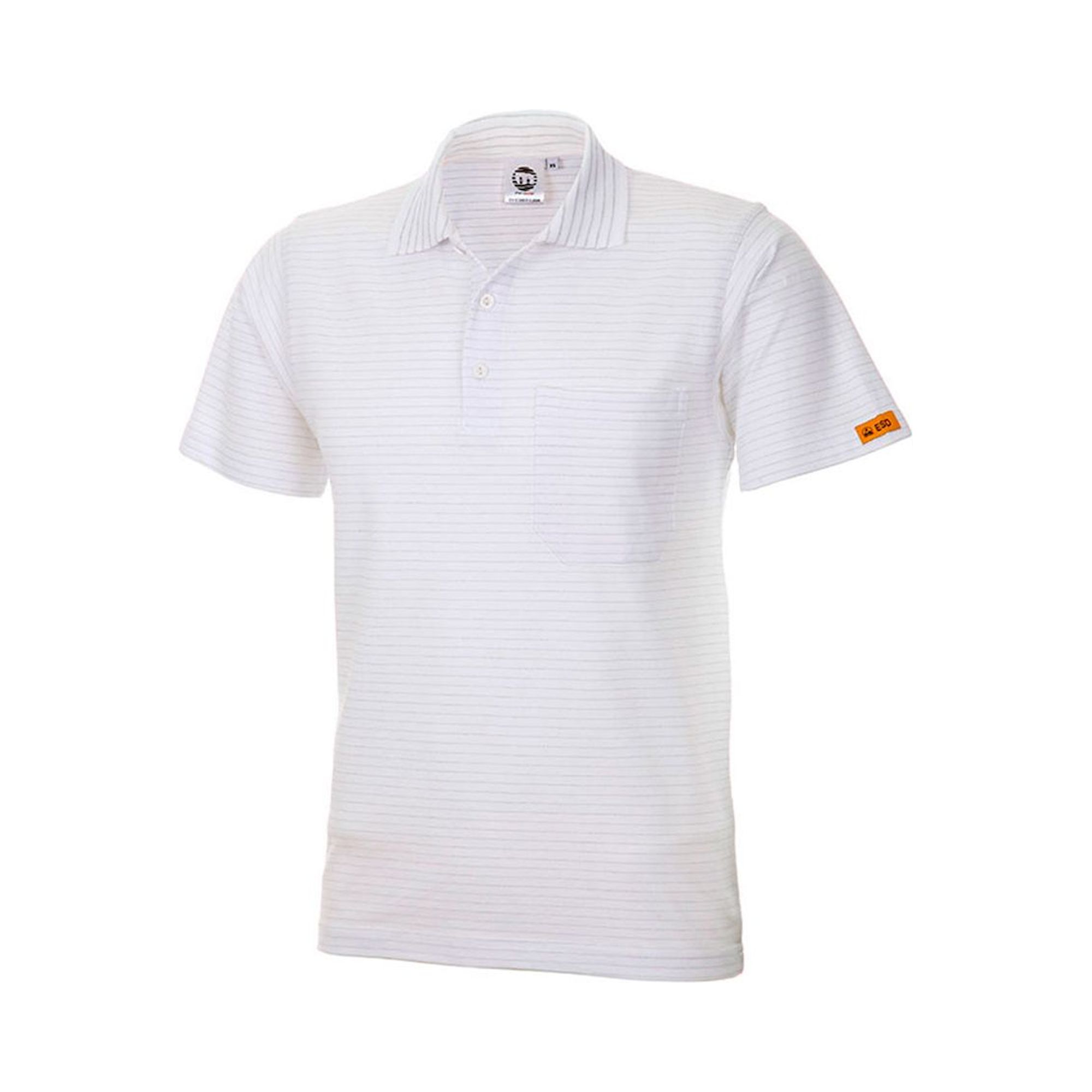 ESD Polo-Shirt Kurzarm, 96% Baumwolle, 4% Leitgarn, weiß