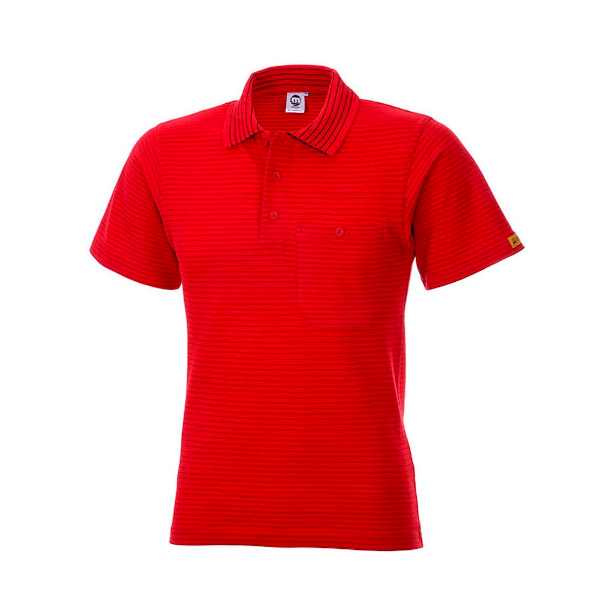 ESD Polo-Shirt Kurzarm, 96% Baumwolle, 4% Leitgarn, rot