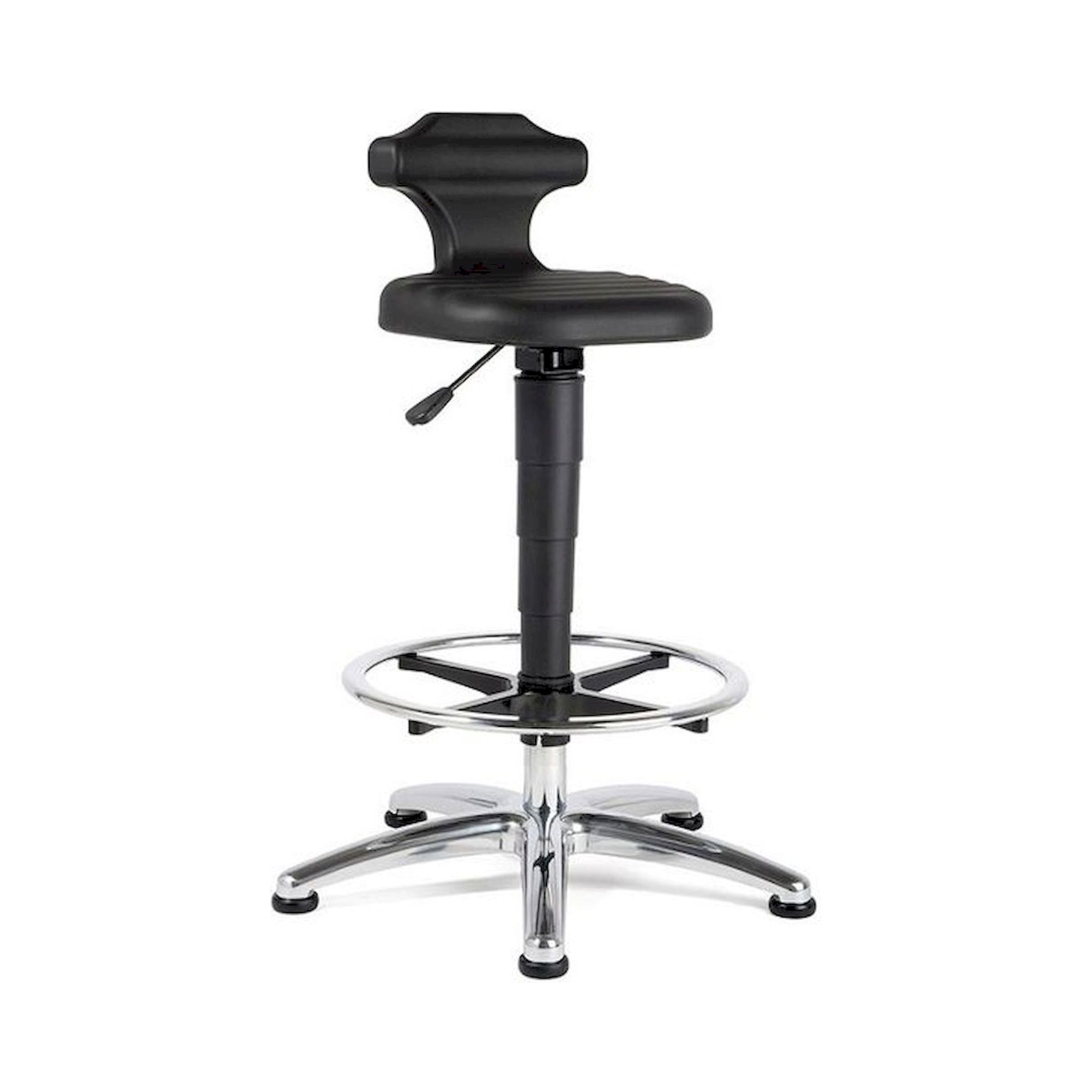 Bimos 9419E-2000. ESD seat and  standing aid Flex 3, with glider and foot ring, integral foam, black