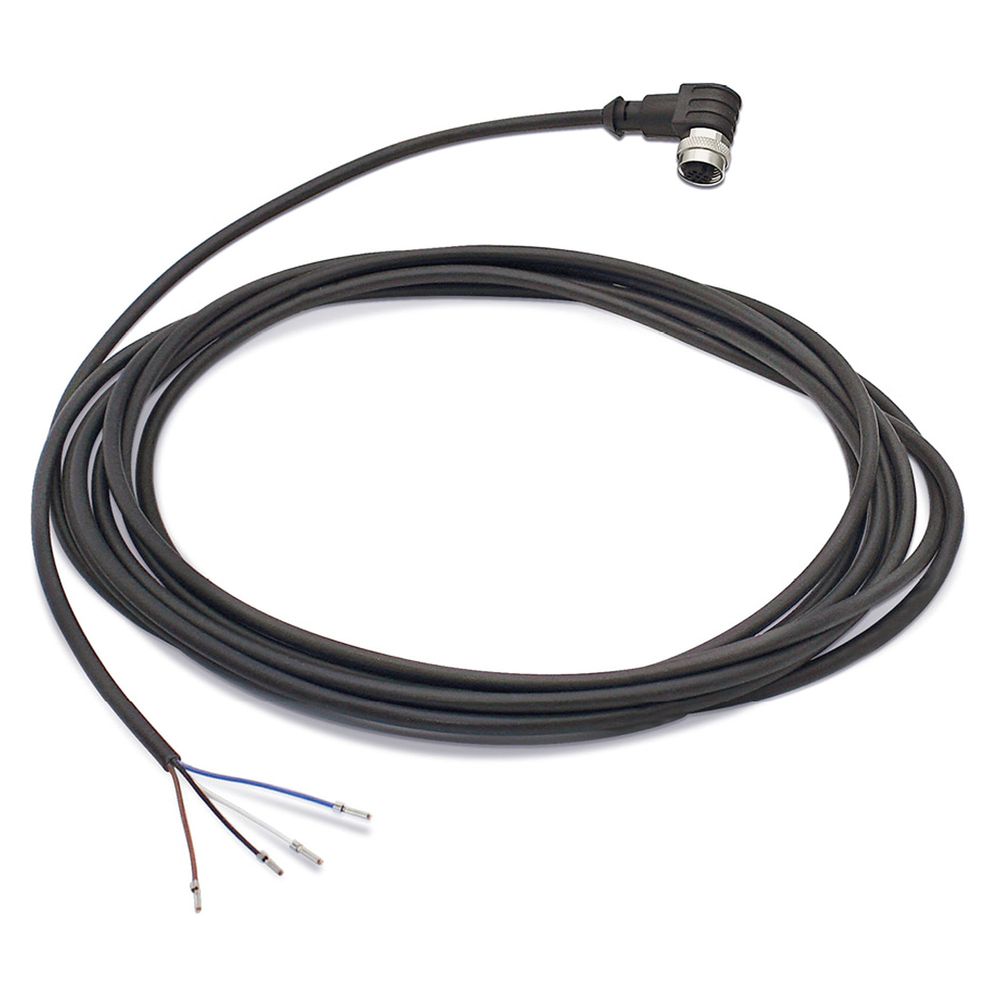Sensor cable 4-pin PUR 5 m, angled M12 socket to open ends A-coded, 24V DC - LED2WORK 200100-07