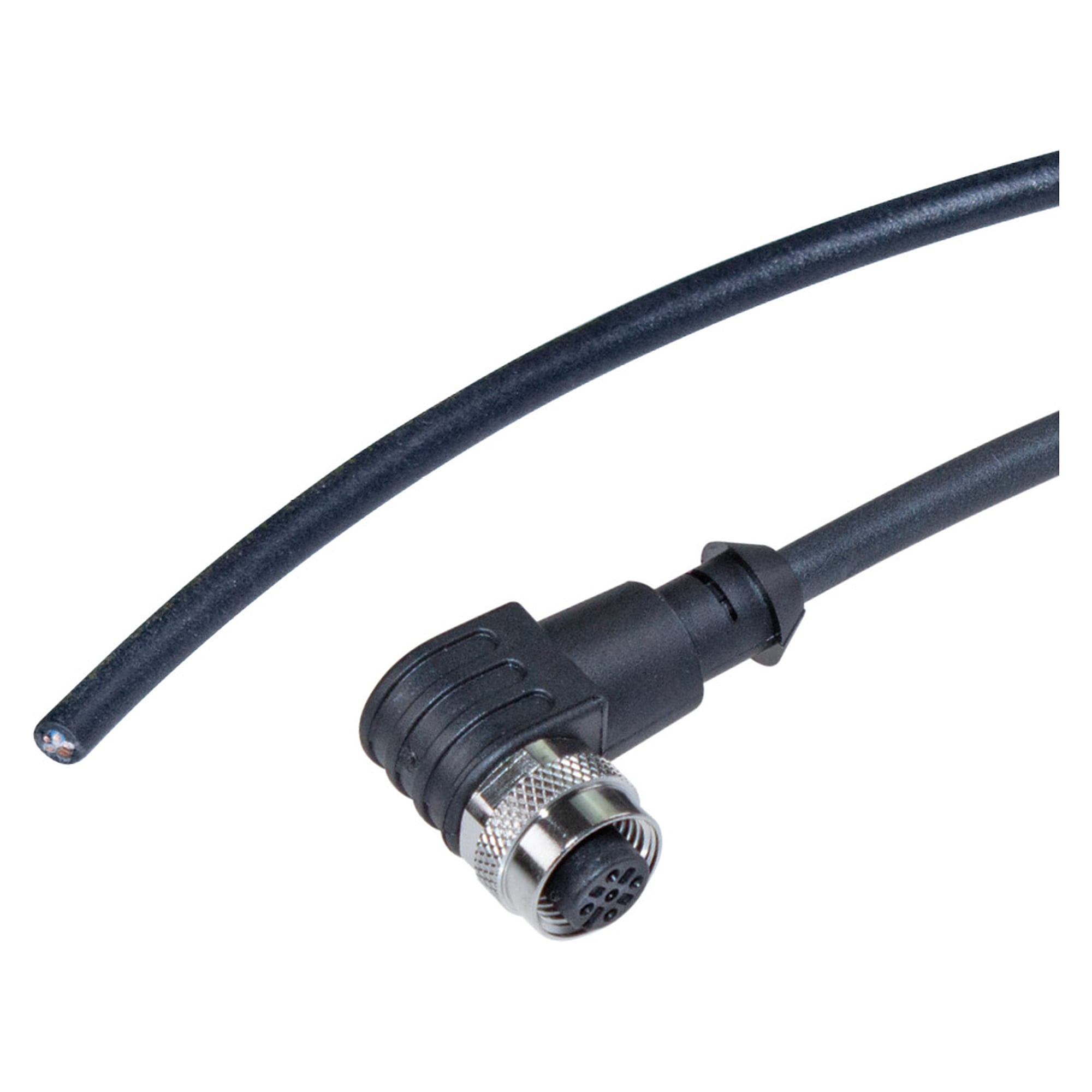 Sensorkabel 5-polig PUR 10 m, gewinkelte M12 Buchse auf offene Enden A-kodiert, 24V DC - LED2WORK 200100-12