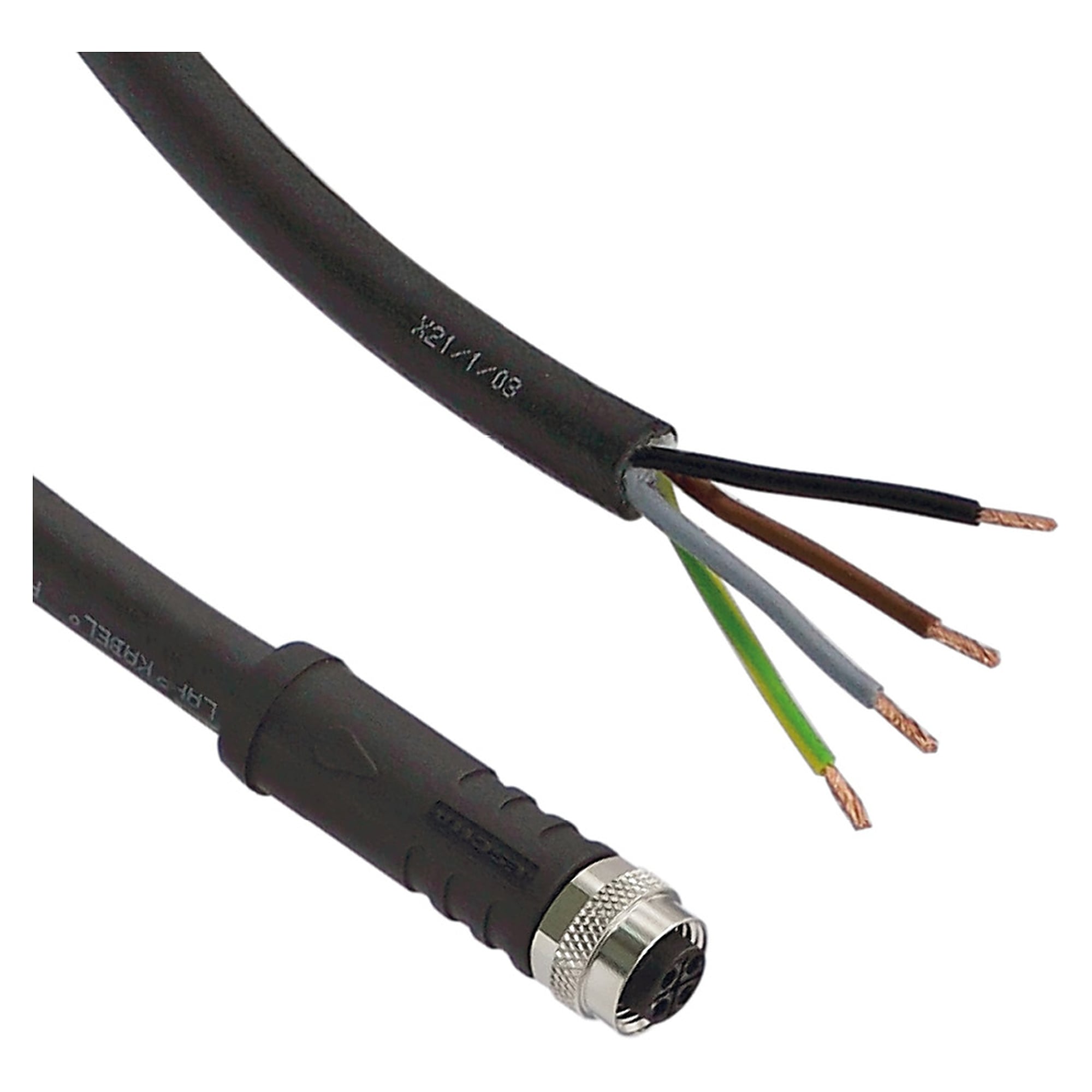 Sensor cable 4-pin PUR 10 m, M12 socket S-coded to open ends, 220-240V AC - LED2WORK 200100-16