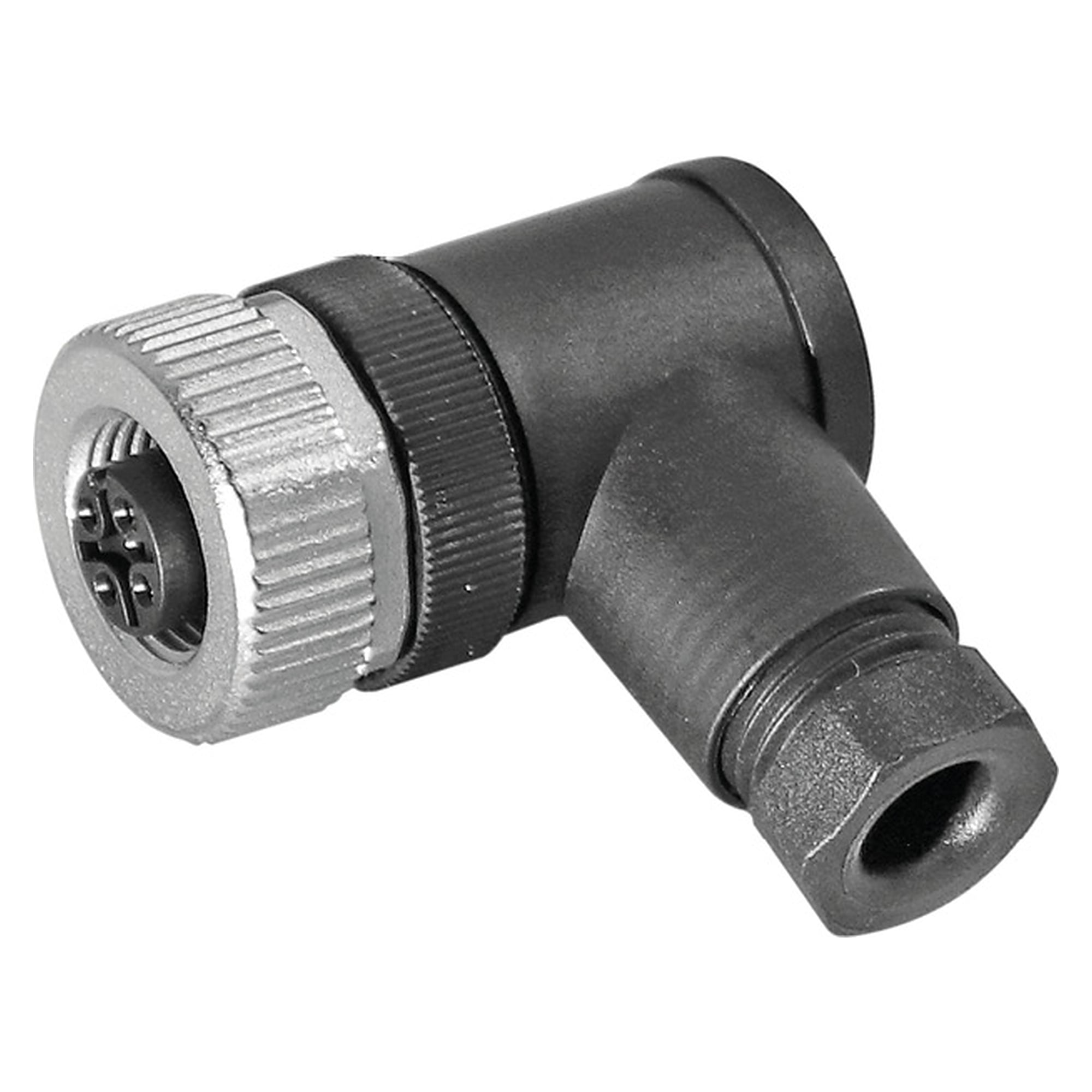 M12 Connector Socket Angled, 4-pin, A-coded, Field-wireable, IP67 - LED2WORK 200200-02