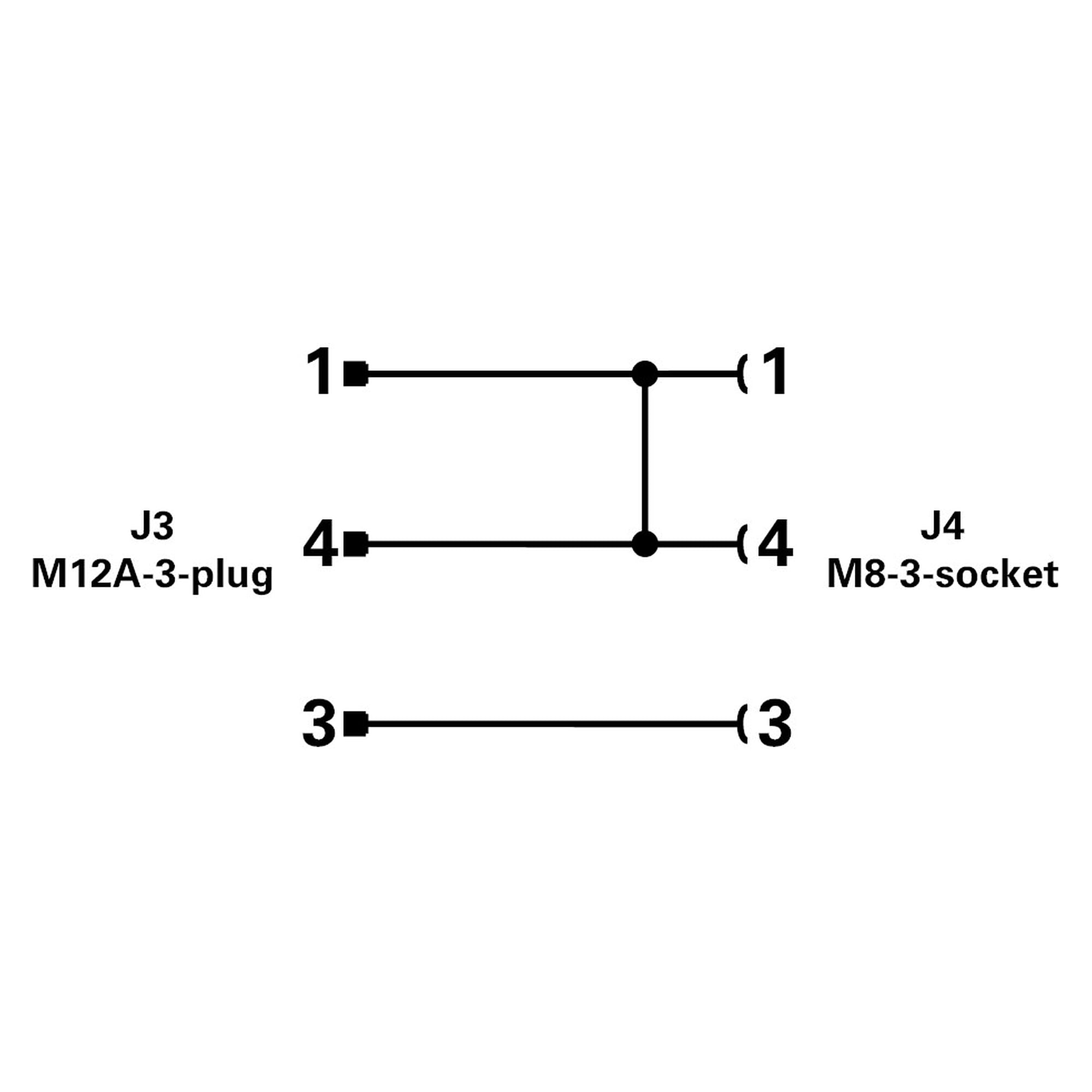 Câble capteur 0,2 m, 3 pôles, embase M8 vers connecteur M12, 24V - LED2WORK 200200-25