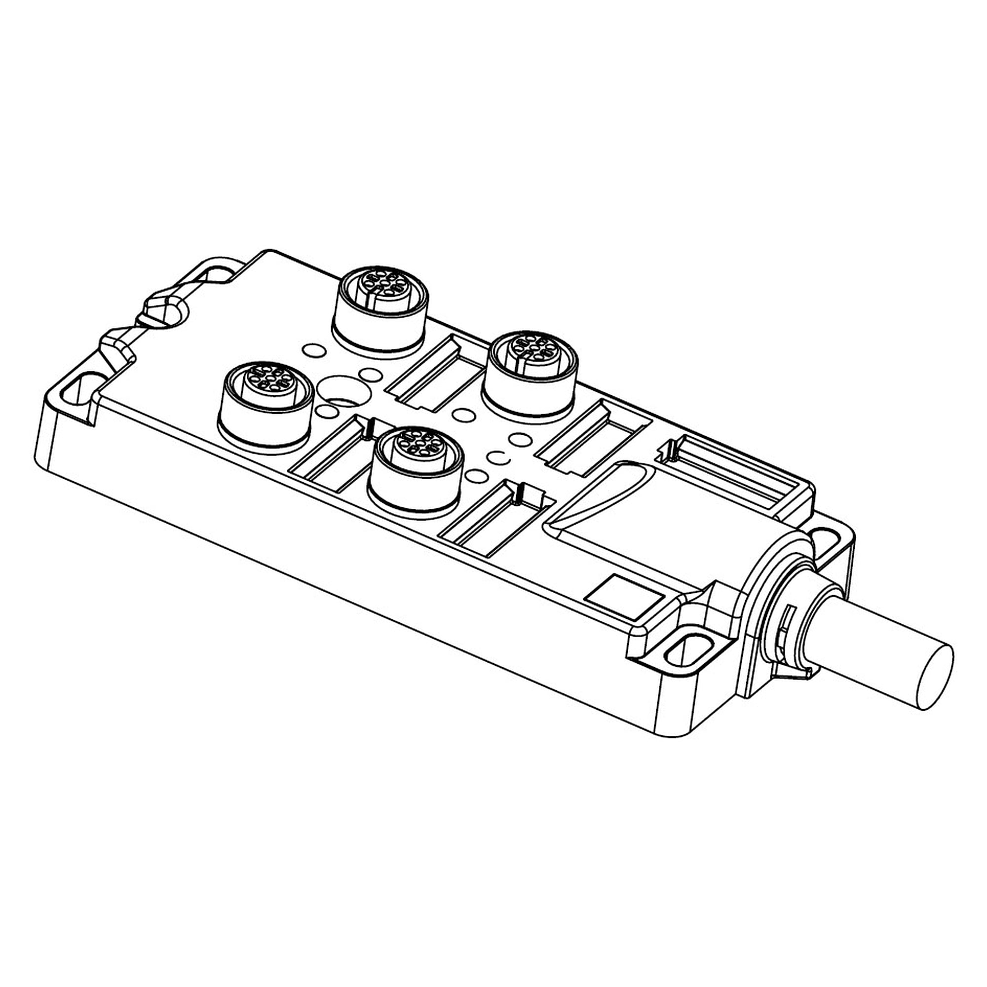 Boîtier capteur/actionneur M12 4 ports, câble fixe PUR 10 m, codé A, 24V DC - LED2WORK 200300-01