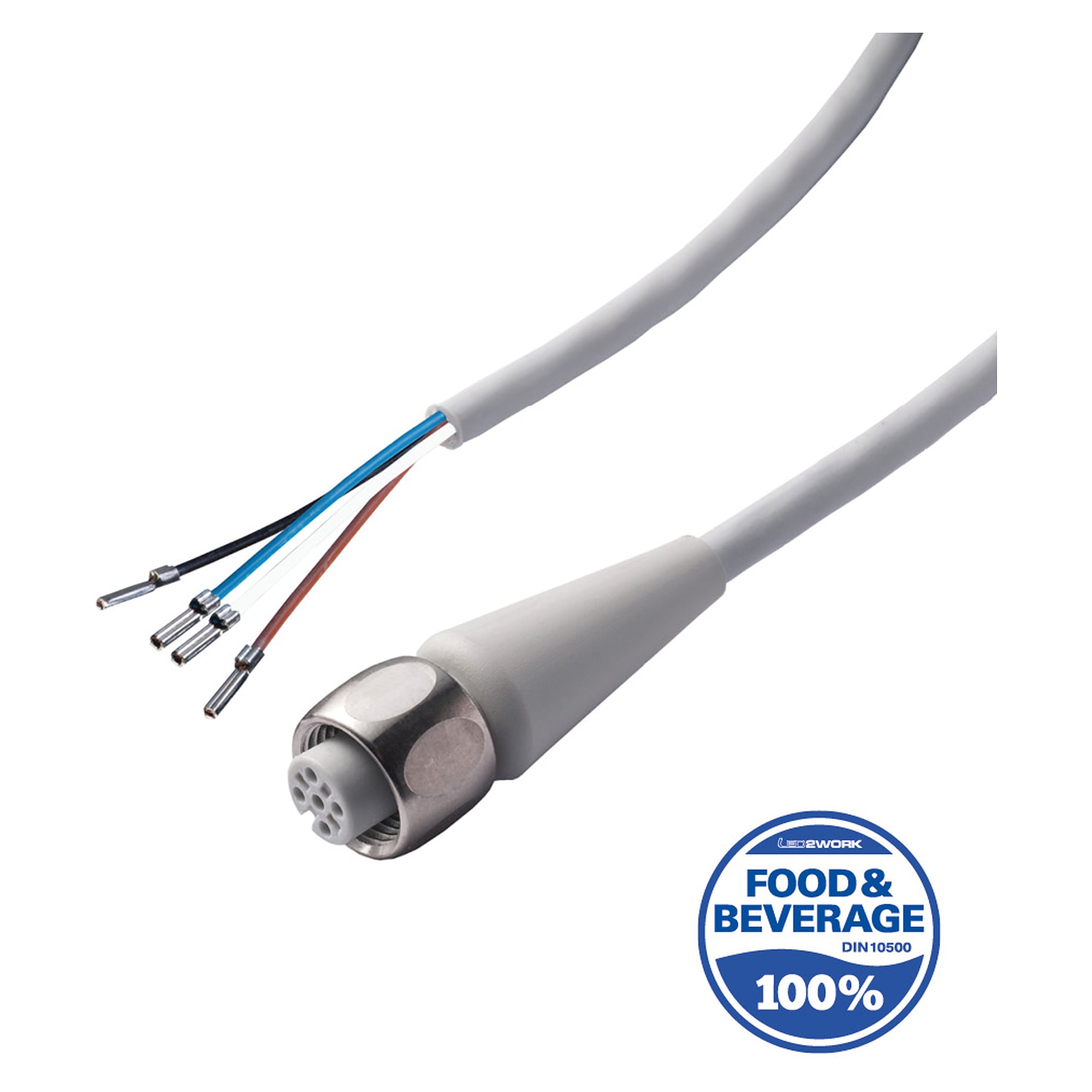 Câble capteur F+B TPE 10 m, embase M12 vers 4 fils ouverts, FDA - LED2WORK 201100-06