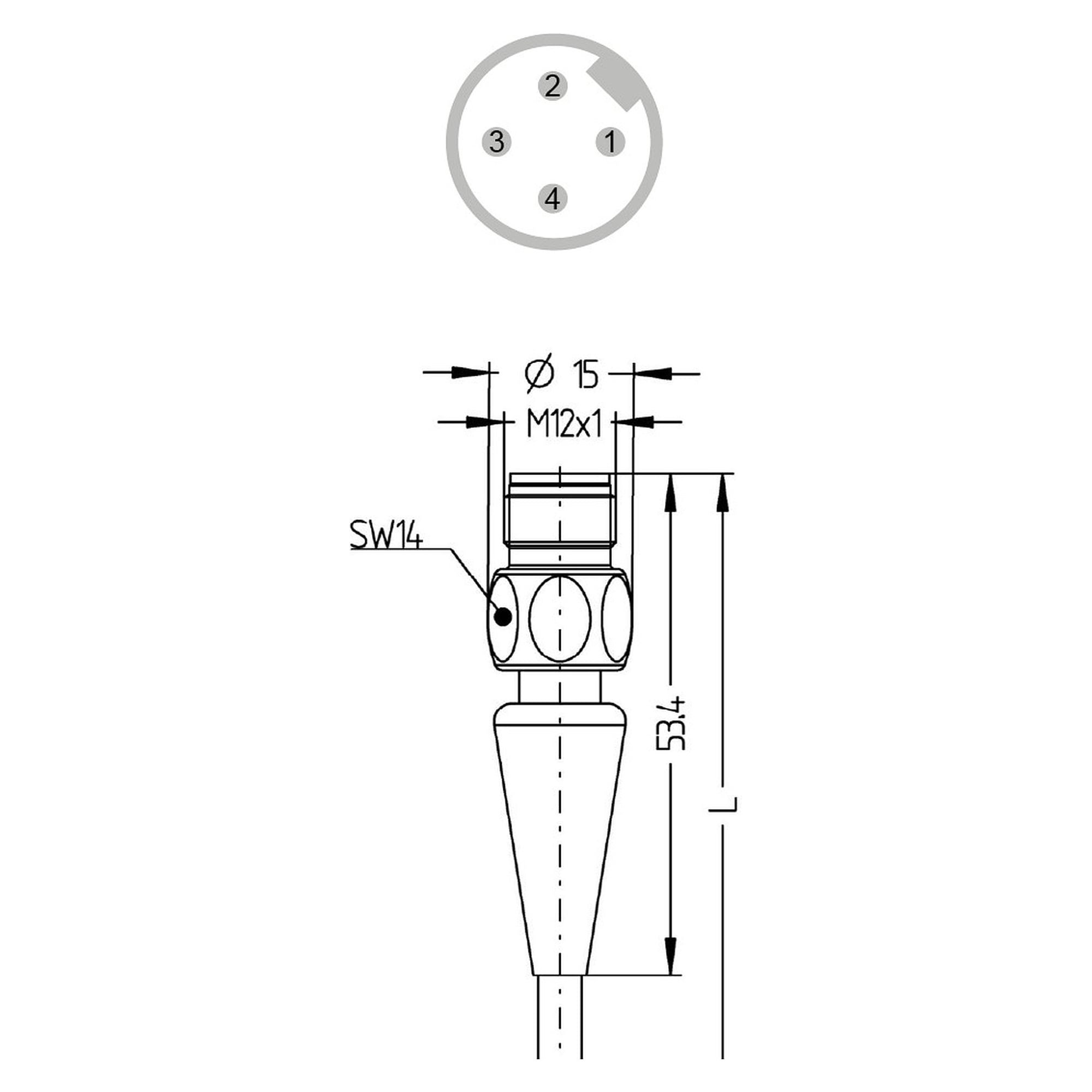 F+B Sensorkabel TPE 10 m, M12-Buchse auf 4 offene Litzen, FDA - LED2WORK 201100-06