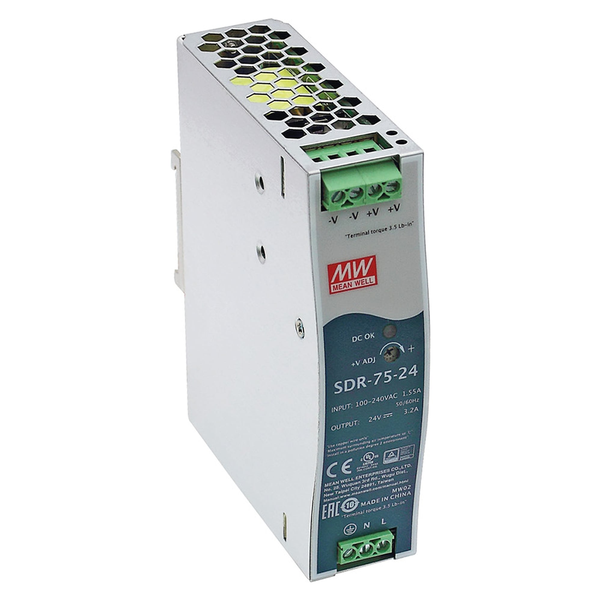 DIN rail power supply 72W 24V DC for LED2WORK lights - LED2WORK 210100-01