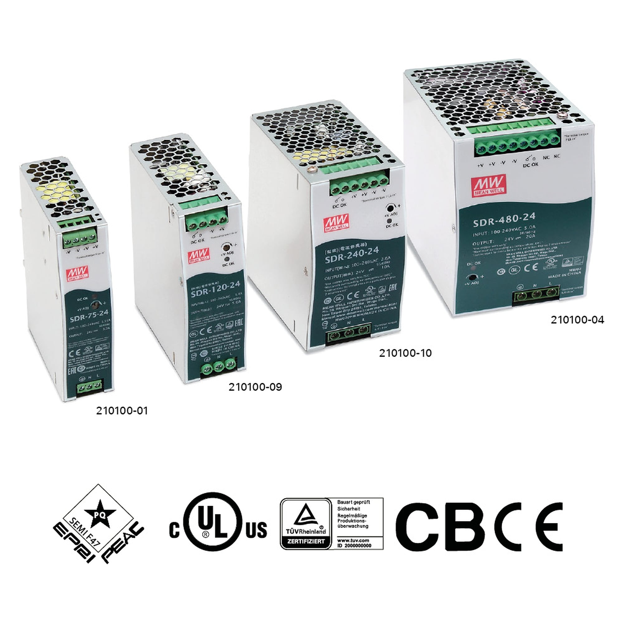 Hutschienen-Netzteil 480W 24V DC für LED2WORK Leuchten, DIN Rail - LED2WORK 210100-04