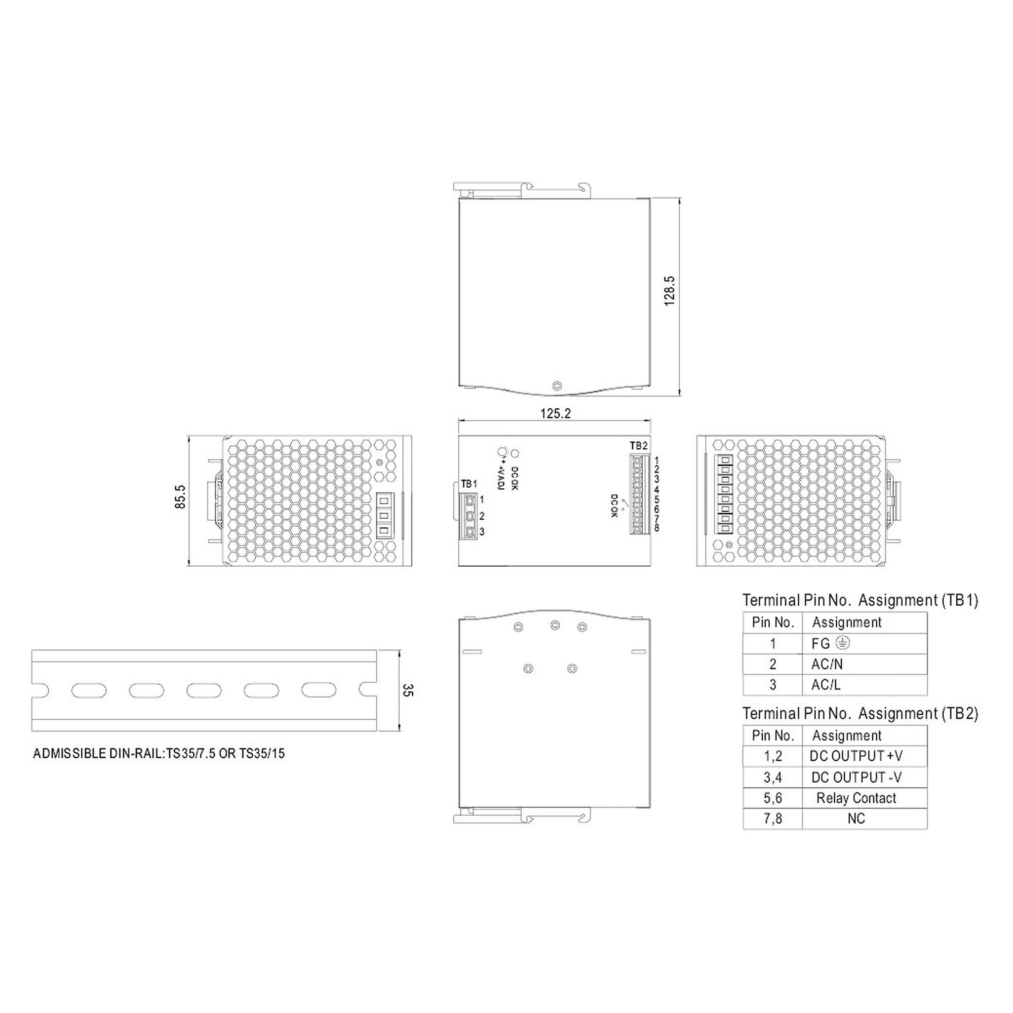 Hutschienen-Netzteil 480W 24V DC für LED2WORK Leuchten, DIN Rail - LED2WORK 210100-04
