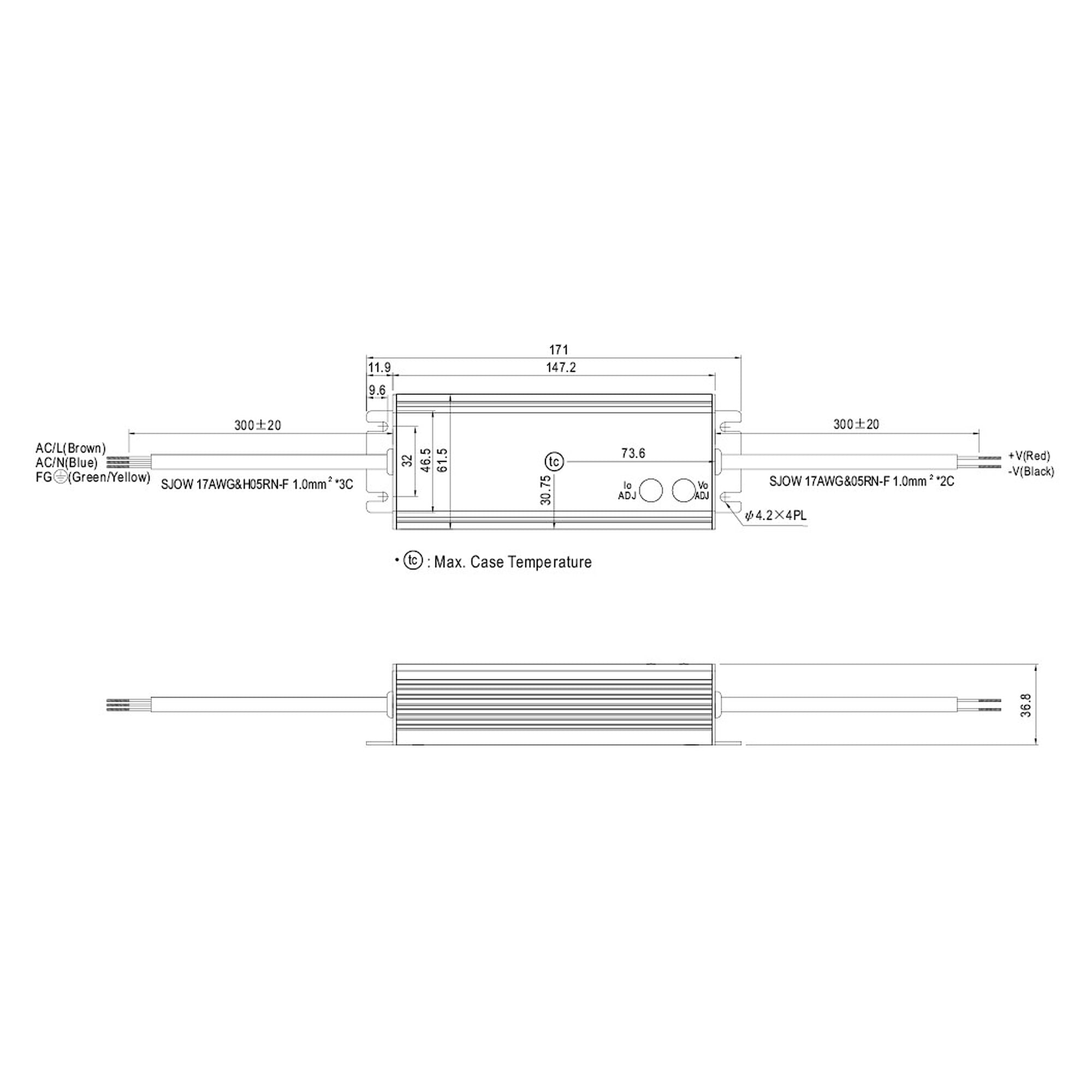 Schaltnetzteil 24V DC 60 W, IP67, M12 Buchse/offene Enden - LED2WORK 210100-06
