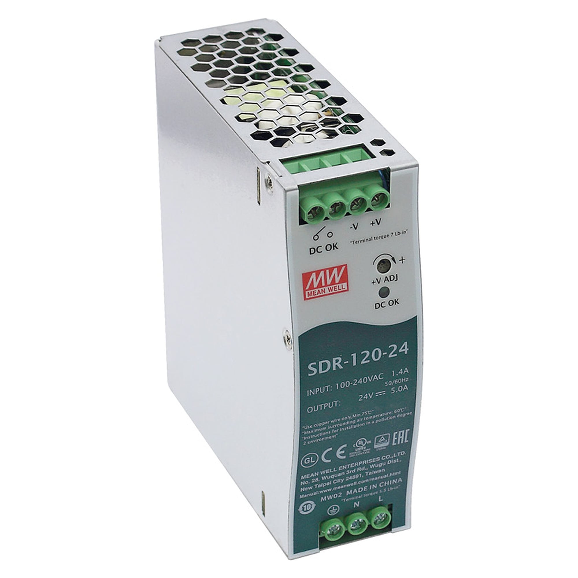 DIN rail power supply 120W 24V DC for LED2WORK lights - LED2WORK 210100-09