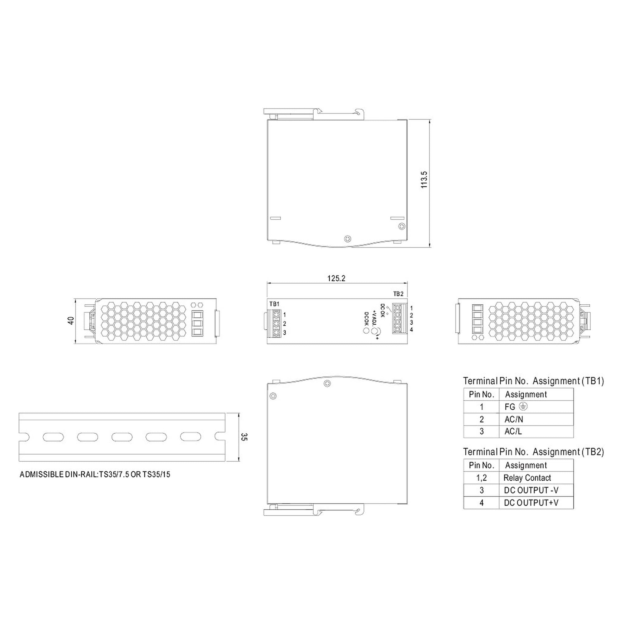 Hutschienen-Netzteil 120W 24V DC für LED2WORK Leuchten, DIN Rail - LED2WORK 210100-09