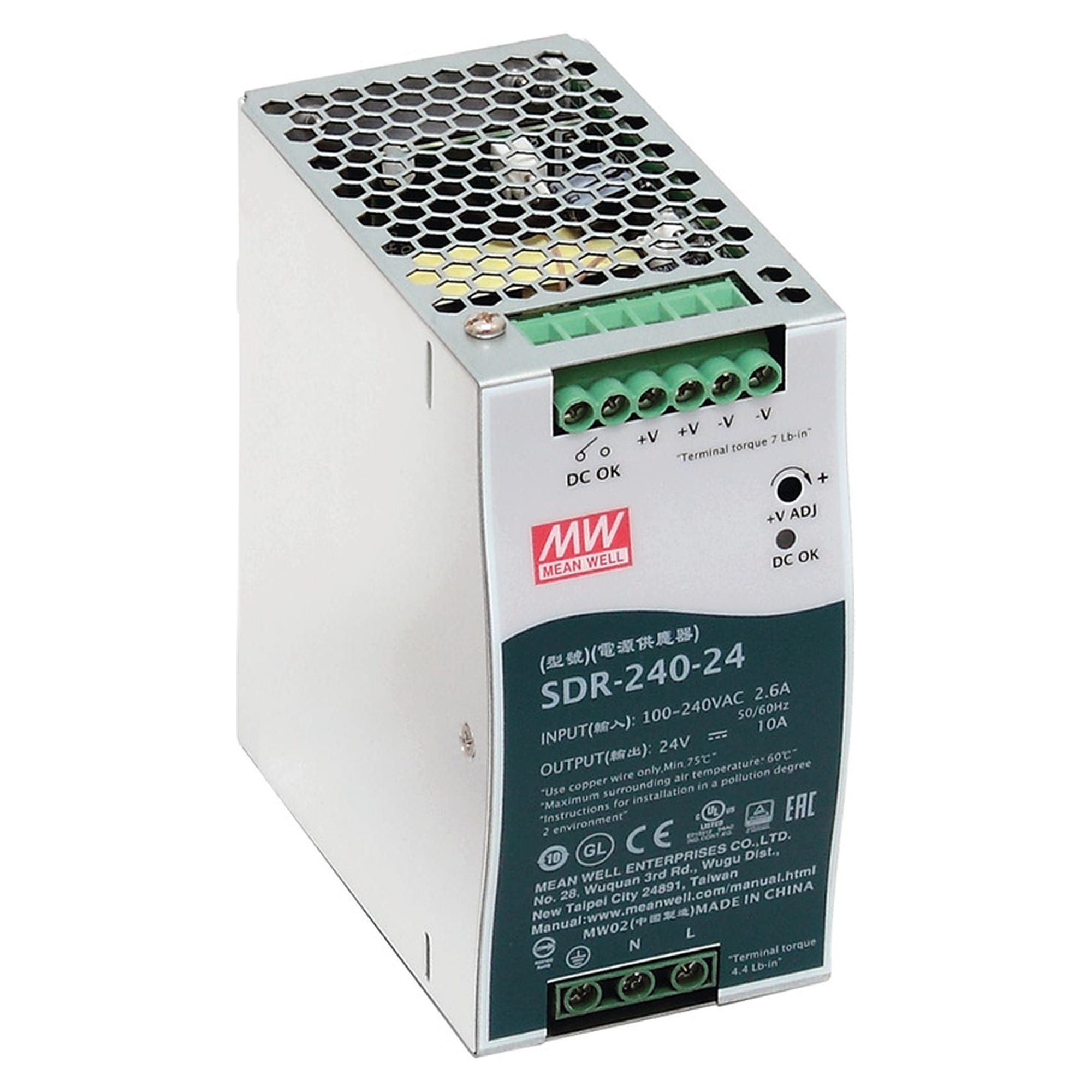 Hutschienen-Netzteil 240 W, 24 V DC, geschlossene Bauform - LED2WORK 210100-10