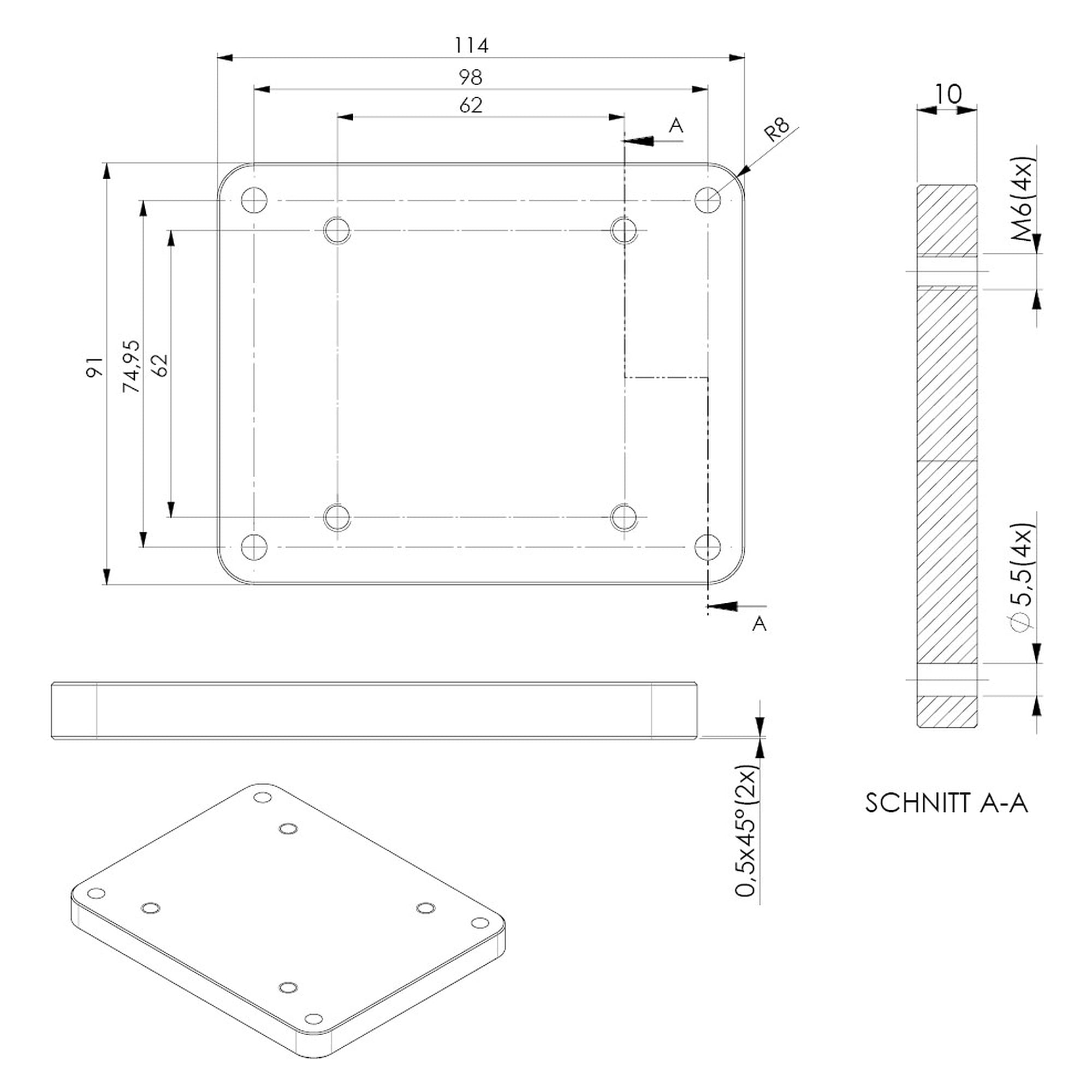 FIELDLED EVO Adapterplatte auf Waldmann Lumatris Gelenkkopf, inkl. Schrauben - LED2WORK 210200-35