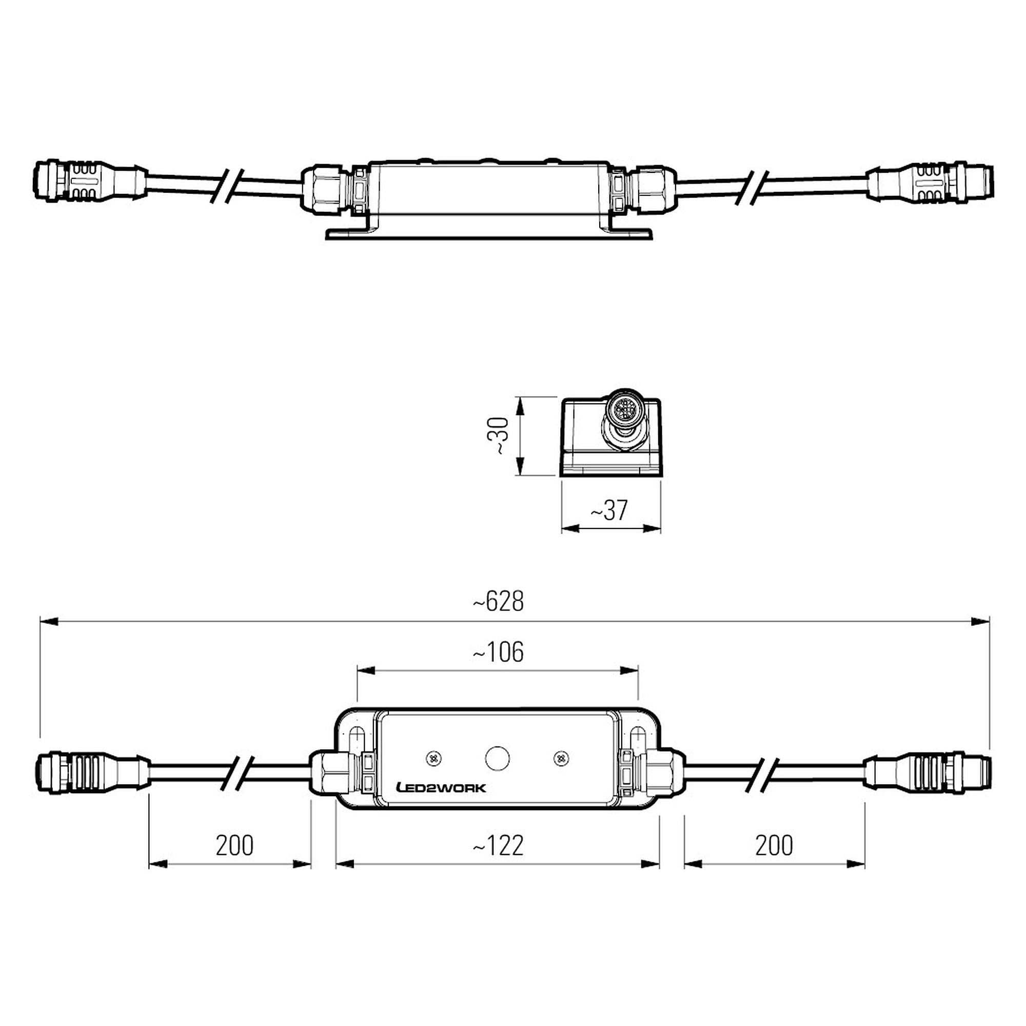 PIR motion sensor 24V DC, IP54, M12 connection, range approx. 5 m - LED2WORK 210700-07