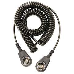 Standard Spiralkabel schwarz, Druckknöpfe 10 mm/10 mm, Kabel 2 m, 1MOhm Widerstand