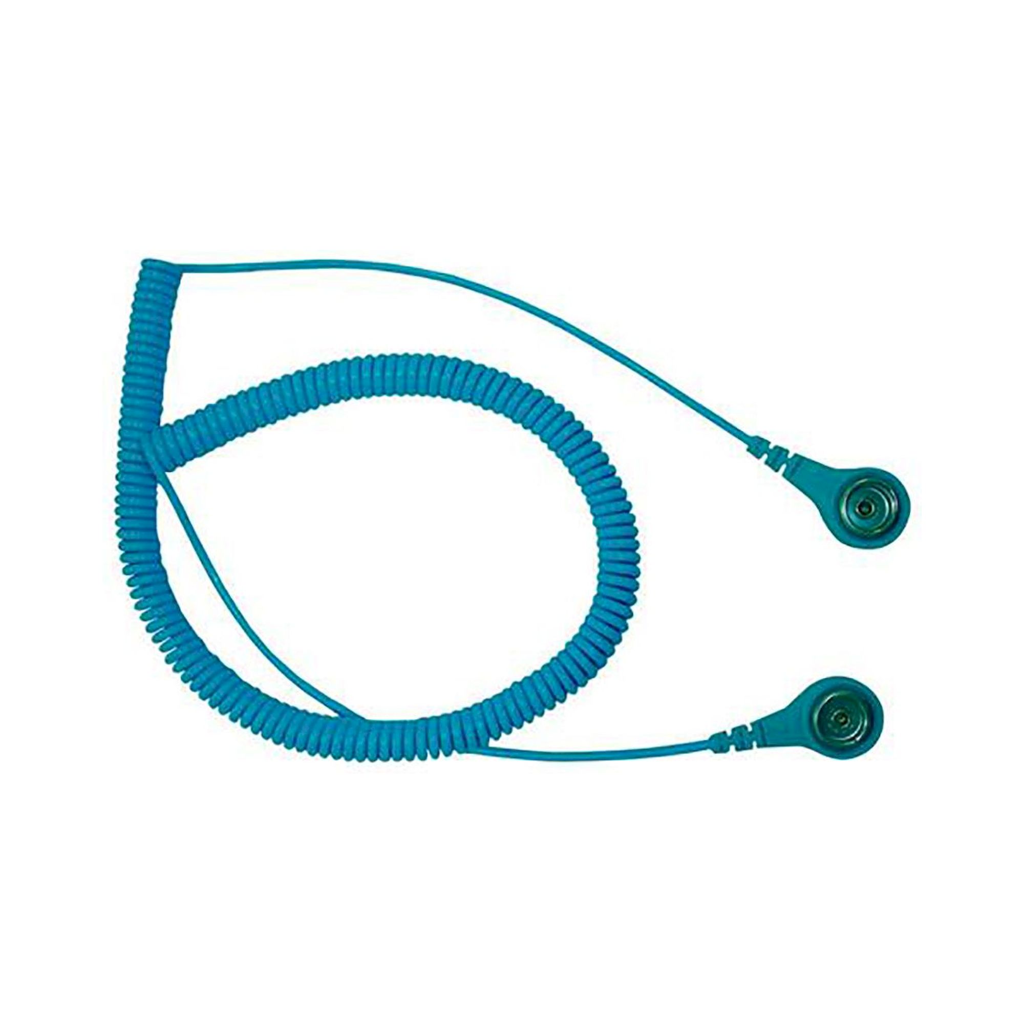 Standard ESD Spiralkabel, blau, 2,40 m,  Druckknopf 10 mm / 10 mm, 1 MOhm