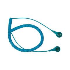 Standard ESD Spiralkabel, blau, 2,40 m, Druckknopf 10 mm / 10 mm, 1 MOhm